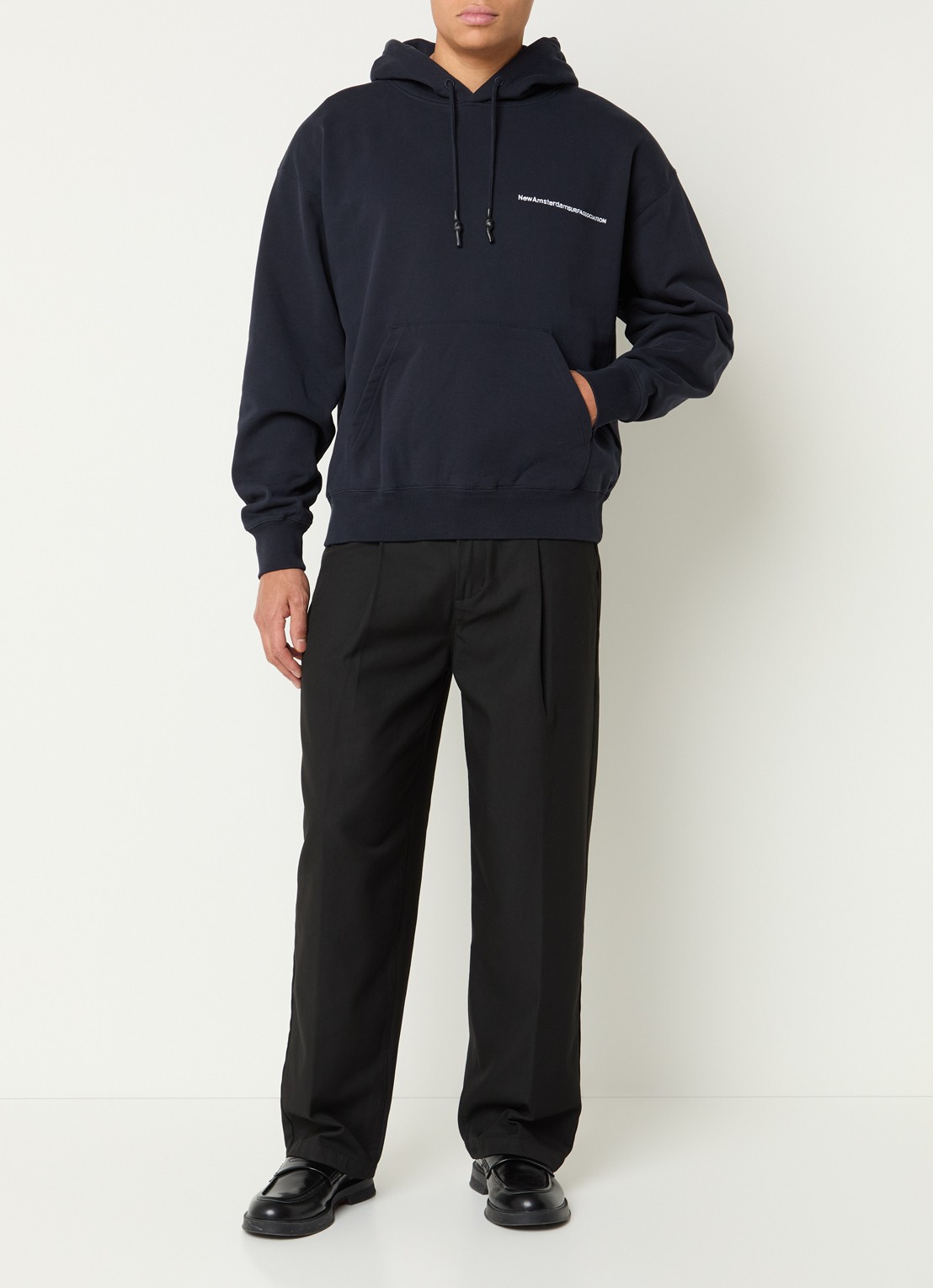 New Amsterdam Surf Association Hoodie met logo- en backprint - voorkant 3 donkerblauw