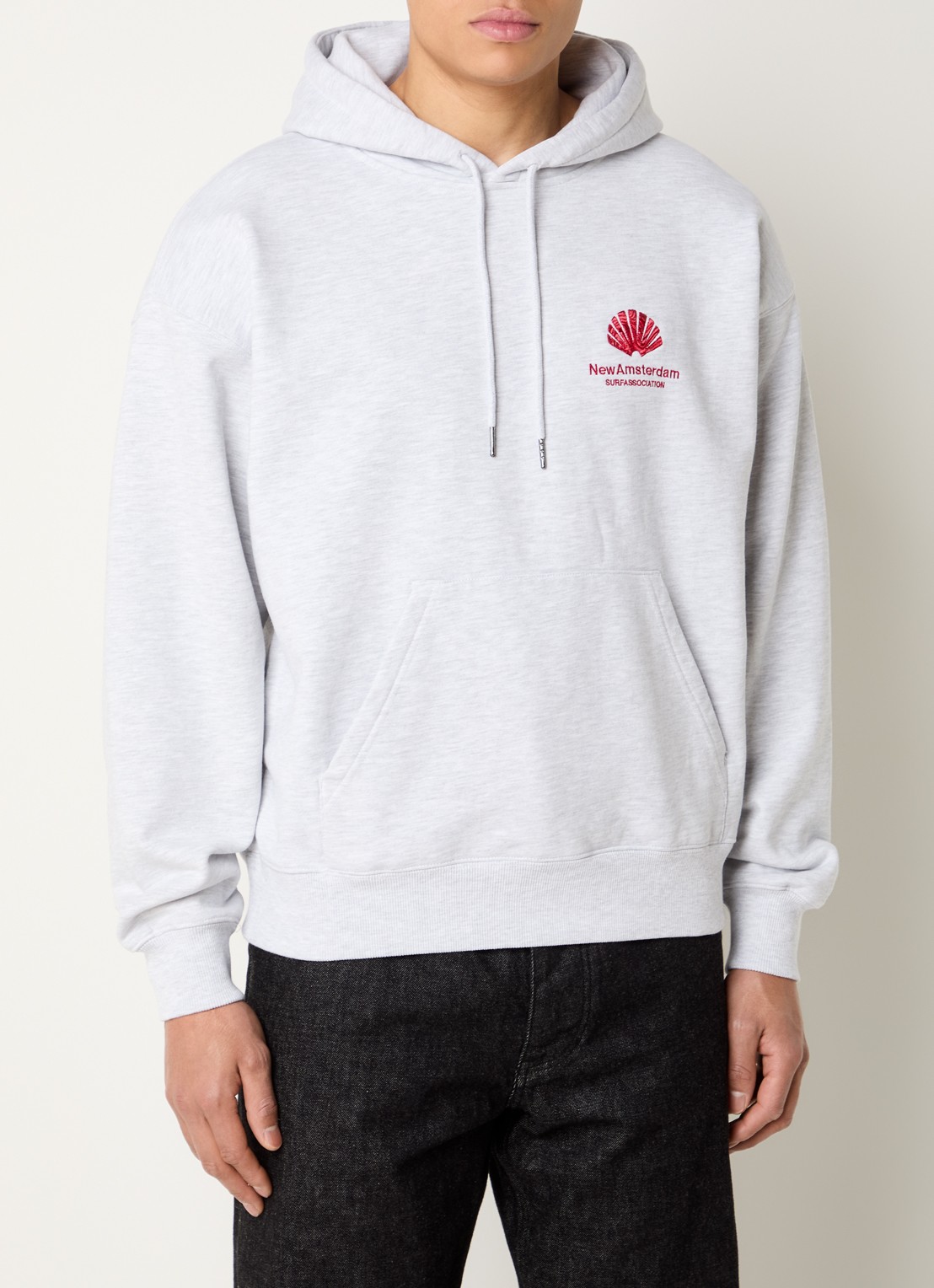 New Amsterdam Surf Association Hoodie met logo- en backprint - achterkant 5 grijsmele