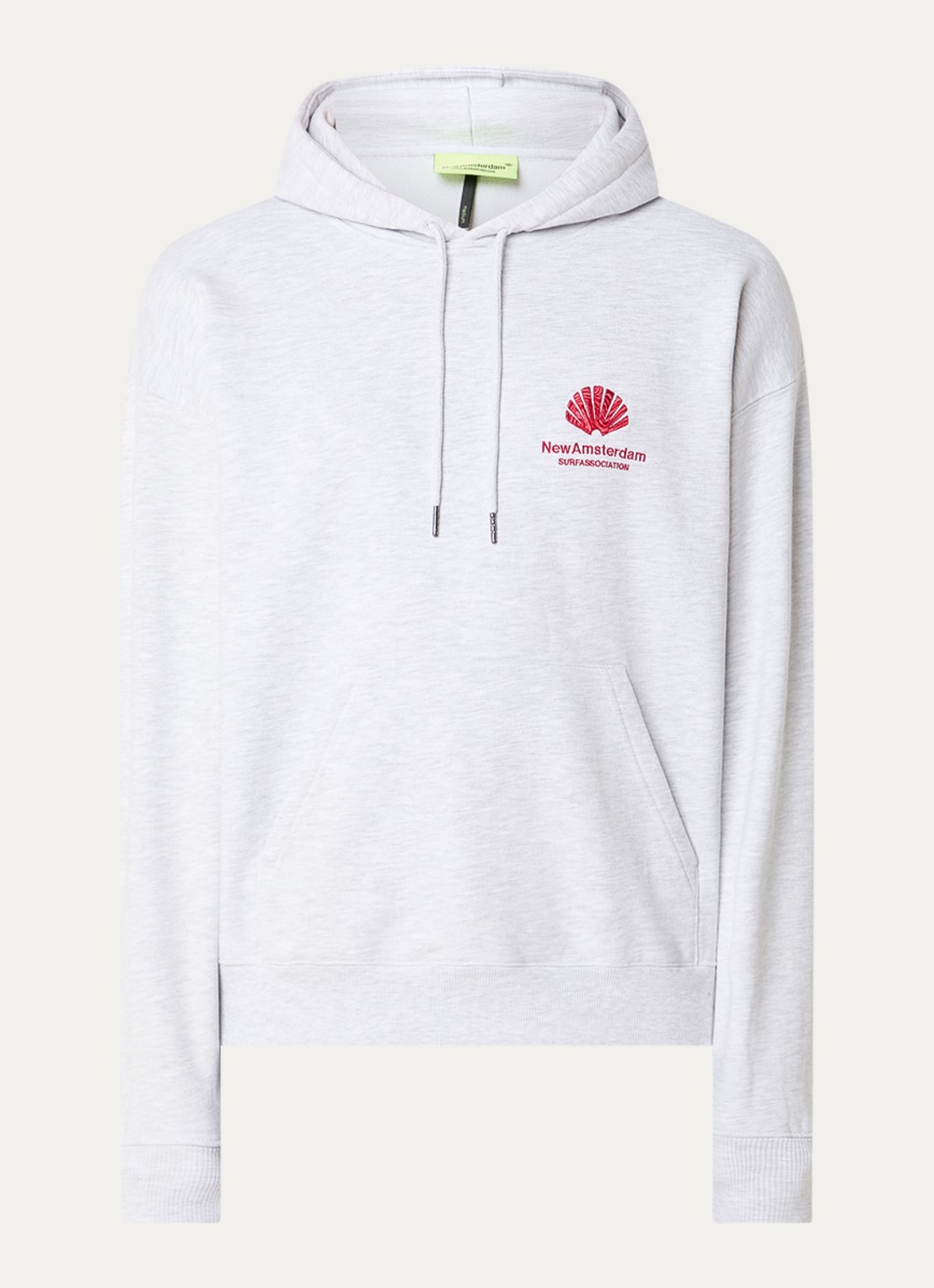 New Amsterdam Surf Association Hoodie met logo- en backprint - voorkant grijsmele