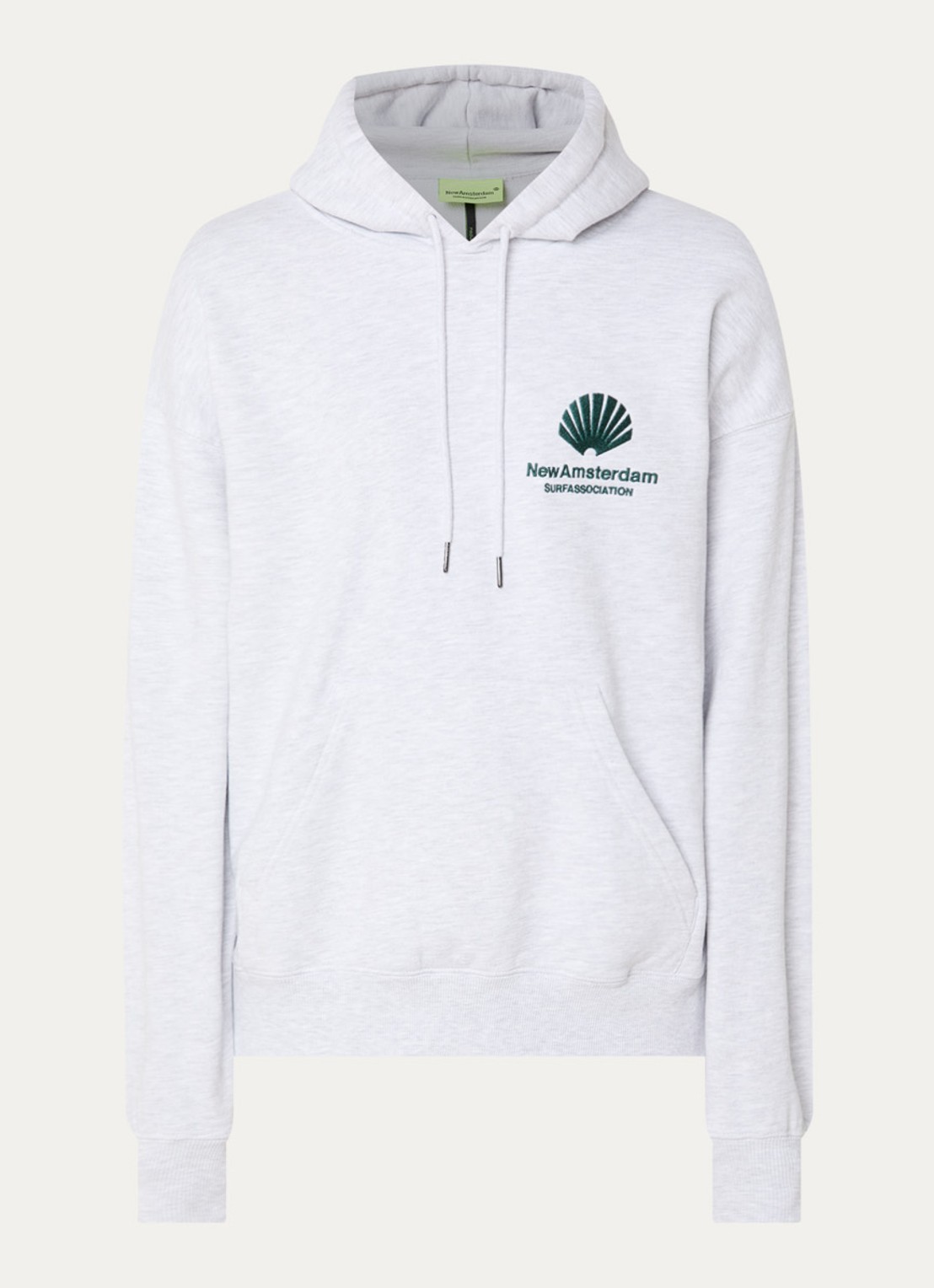 New Amsterdam Surf Association Hoodie met logoborduring - voorkant grijsmele