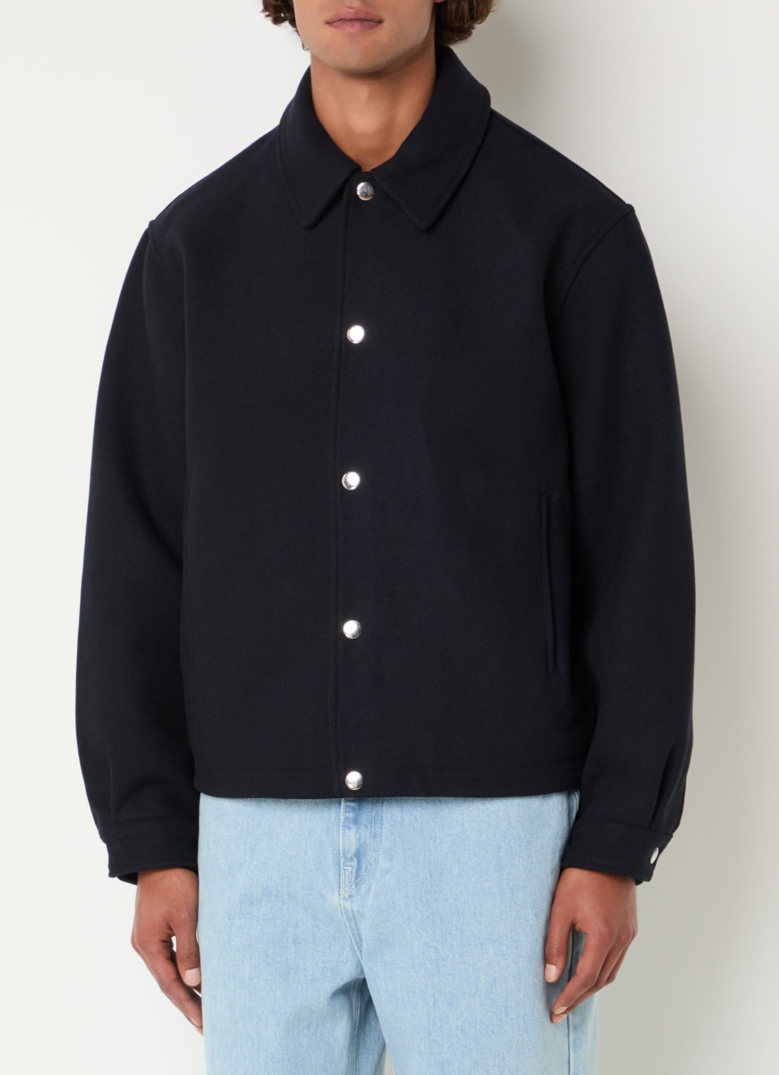 New Amsterdam Surf Association Jack in wolblend met steekzakken - detail zwart