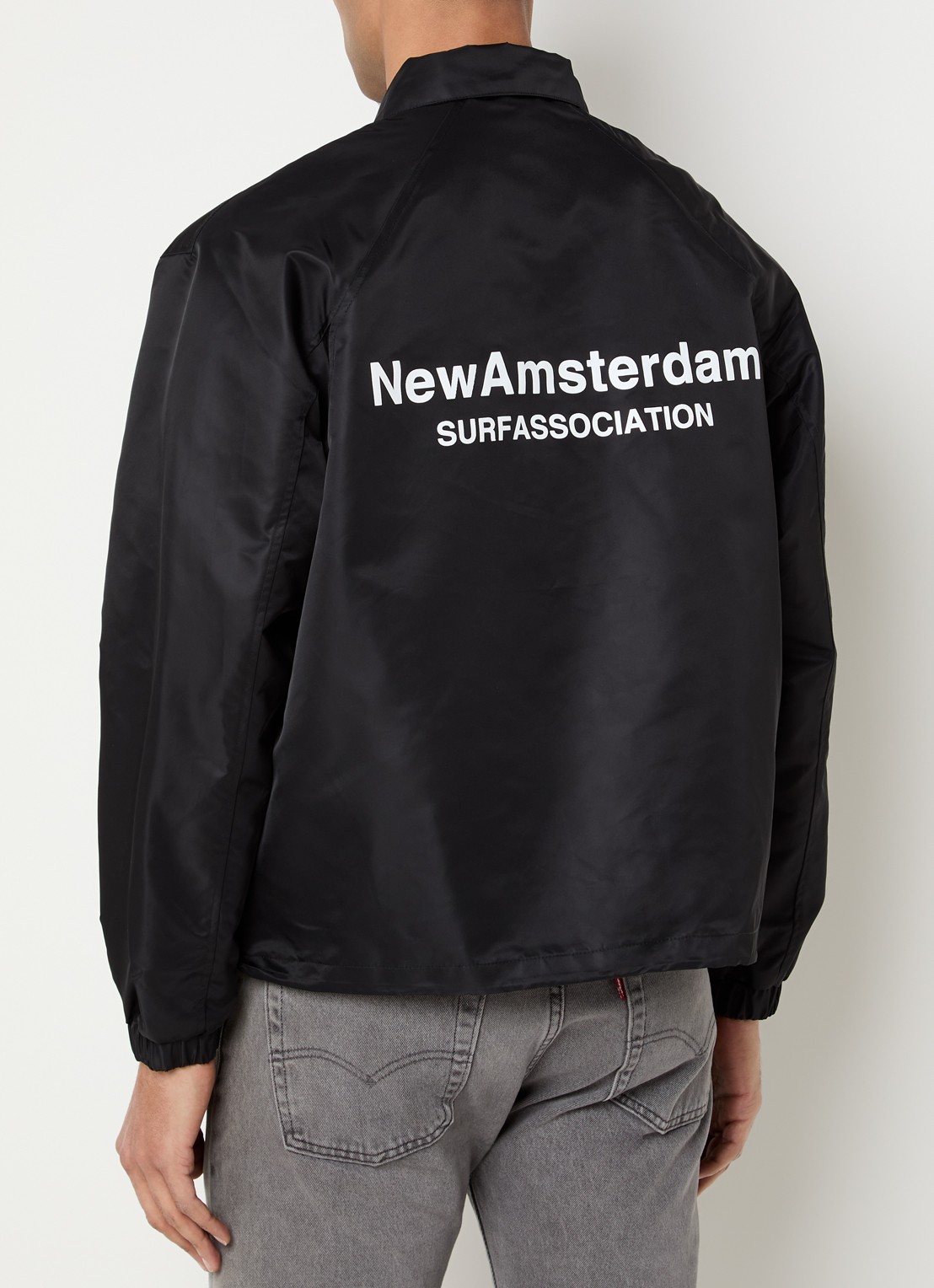 New Amsterdam Surf Association Jack met logo- en backprint - detail 4 zwart