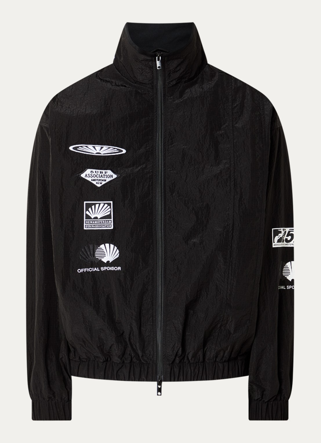 New Amsterdam Surf Association Jack met print en ritszakken - voorkant 2 zwart