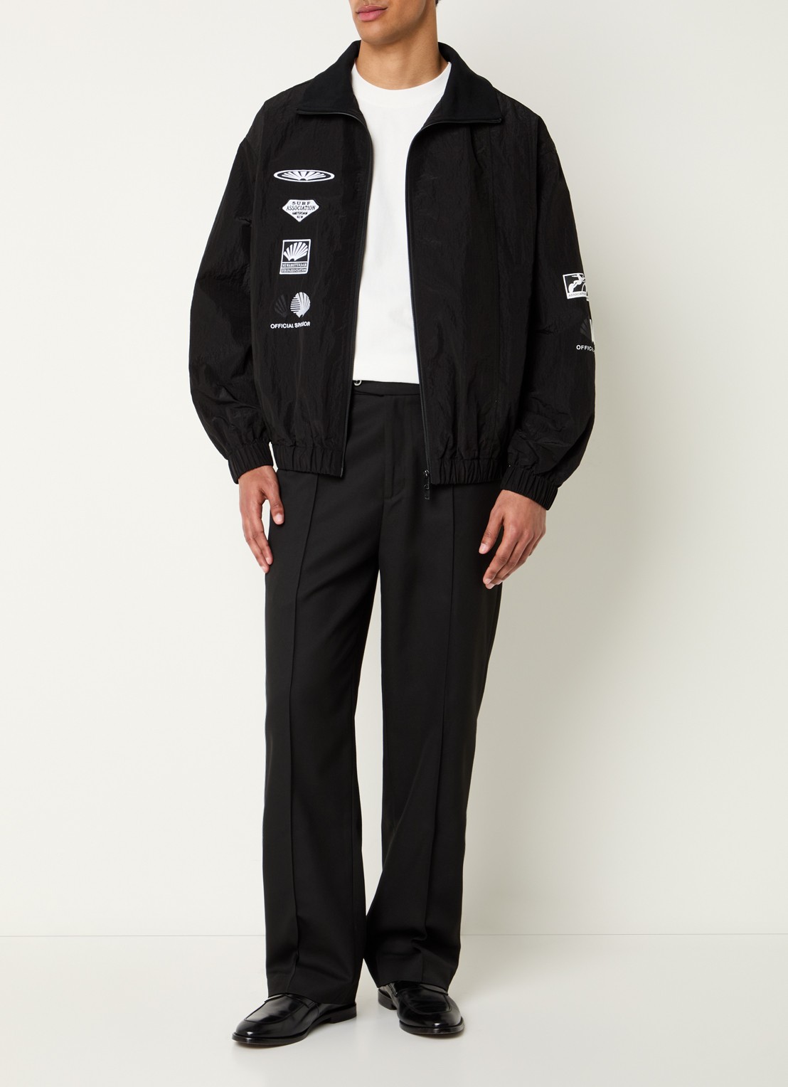 New Amsterdam Surf Association Jack met print en ritszakken - voorkant 3 zwart