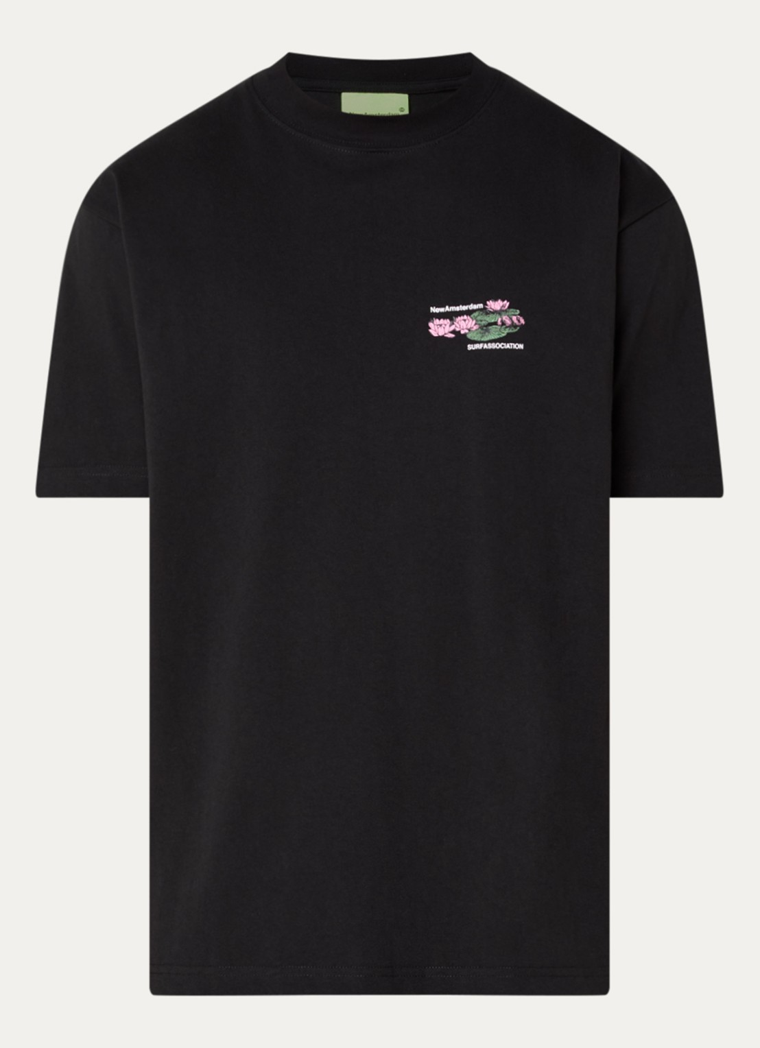 New Amsterdam Surf Association Lilies T-shirt met front- en backprint - voorkant 3 zwart