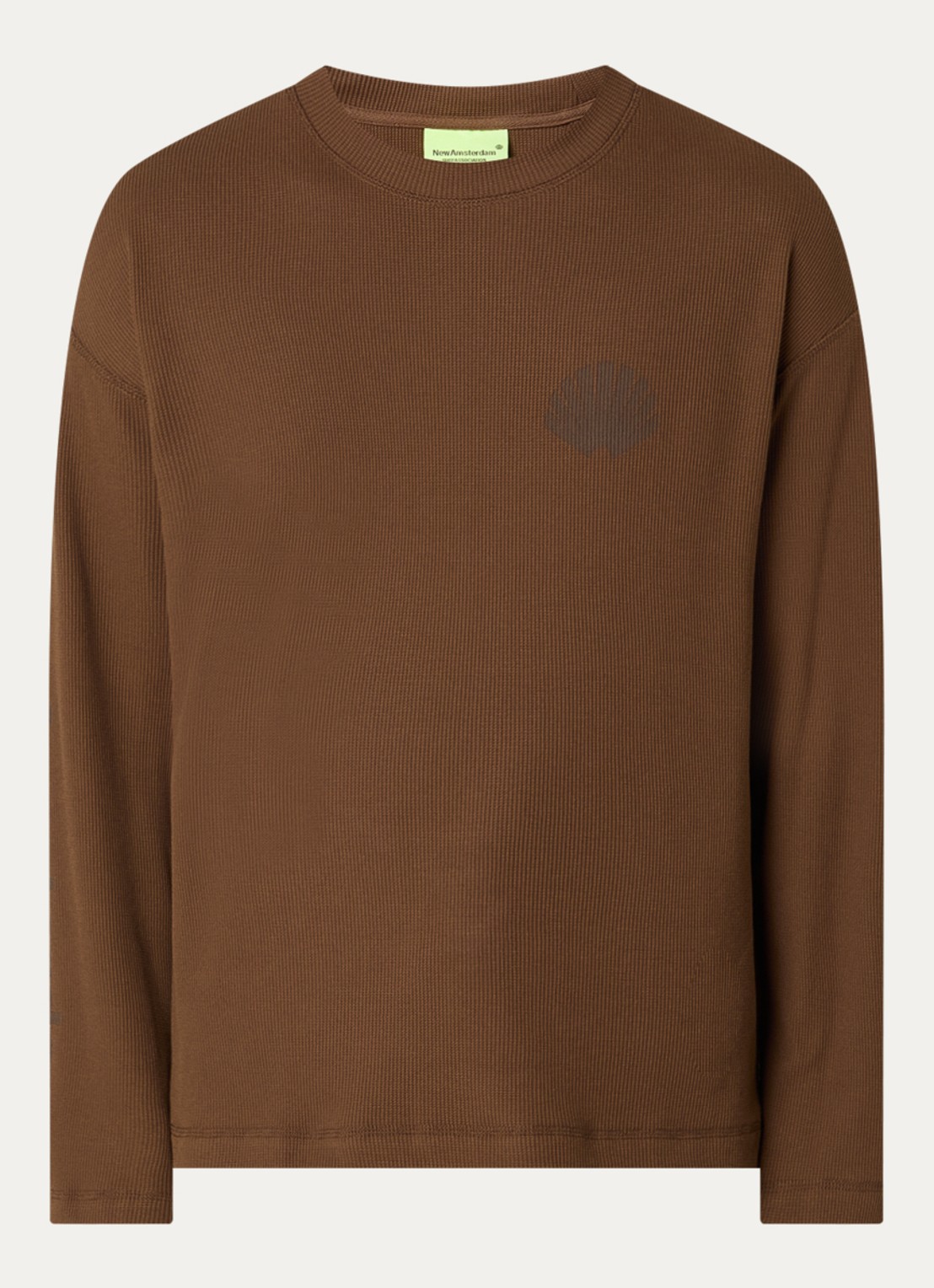 New Amsterdam Surf Association  Longsleeve met logo- en backprint - voorkant 2 bruin