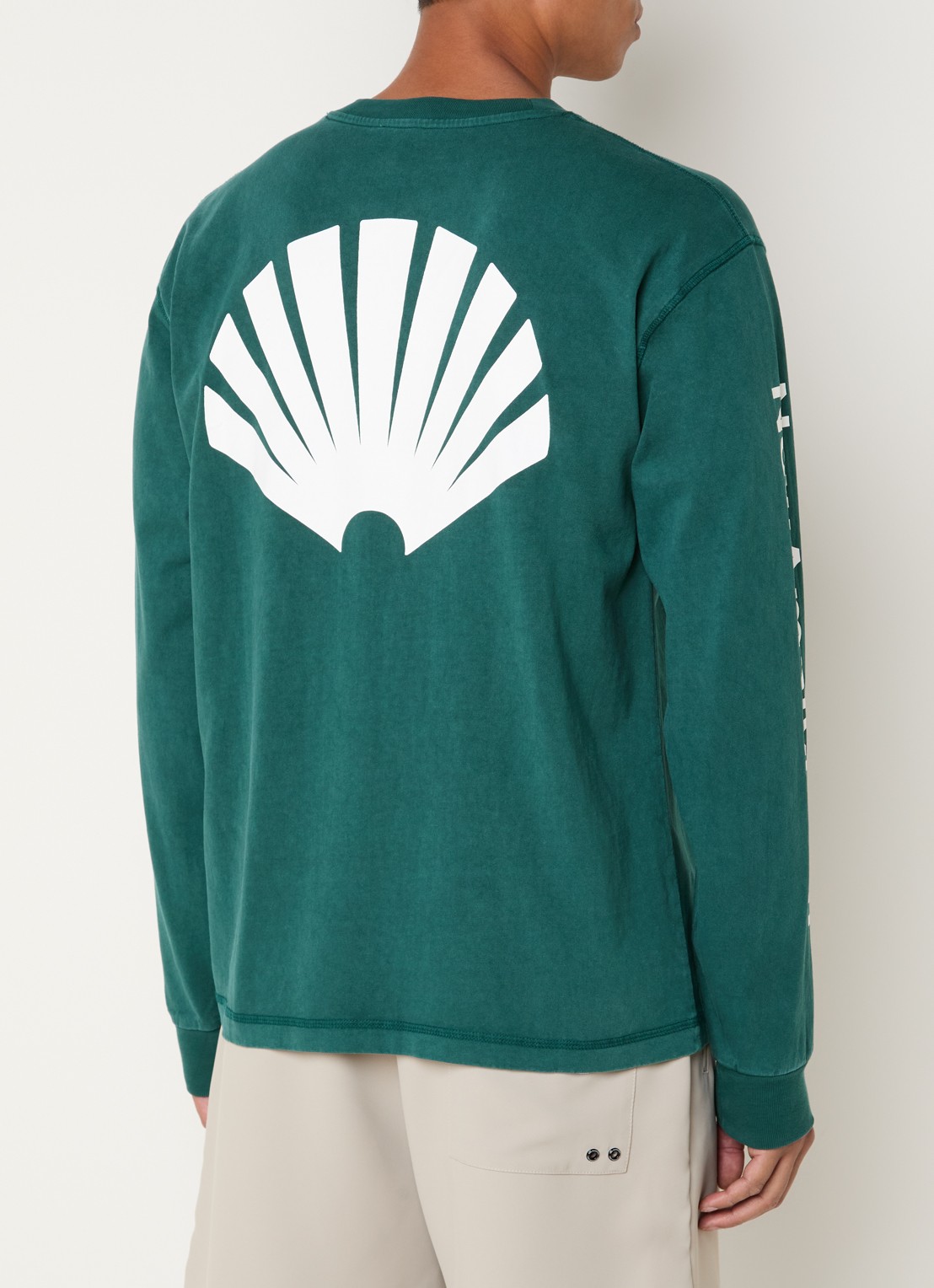 New Amsterdam Surf Association  Longsleeve met logo- en backprint - detail zeegroen