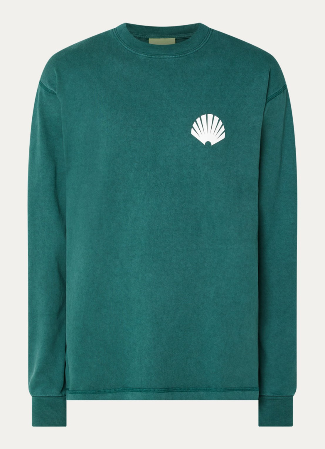 New Amsterdam Surf Association  Longsleeve met logo- en backprint - voorkant 2 zeegroen