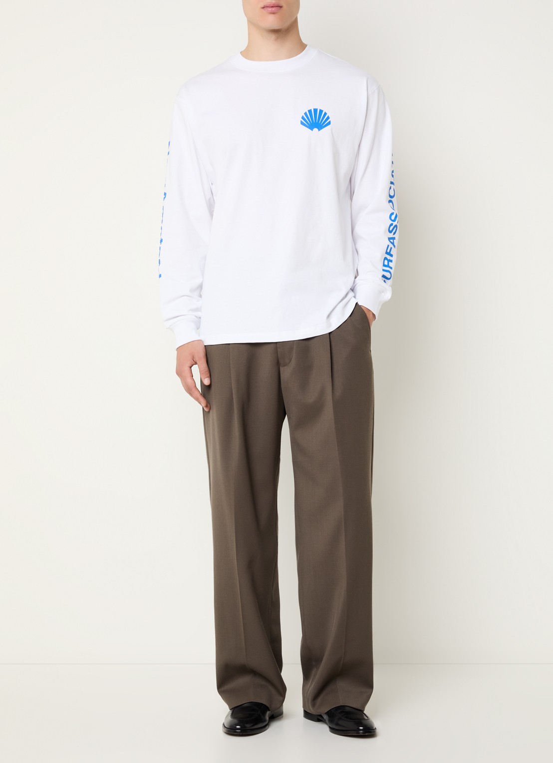New Amsterdam Surf Association  Longsleeve met logo- en backprint - voorkant 4 kobaltblauw