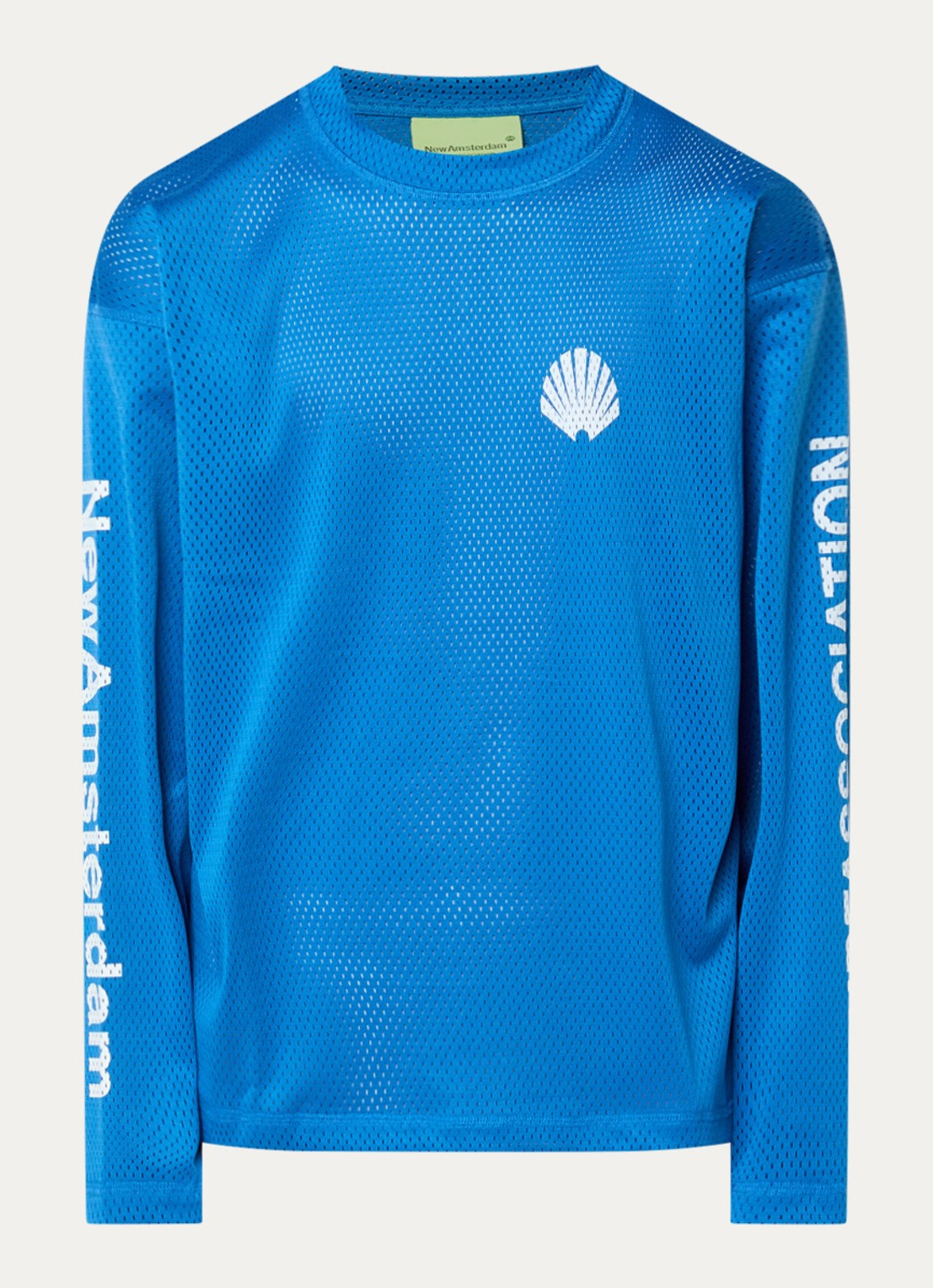 New Amsterdam Surf Association Longsleeve van mesh met logo- en backprint - voorkant 3 blauw