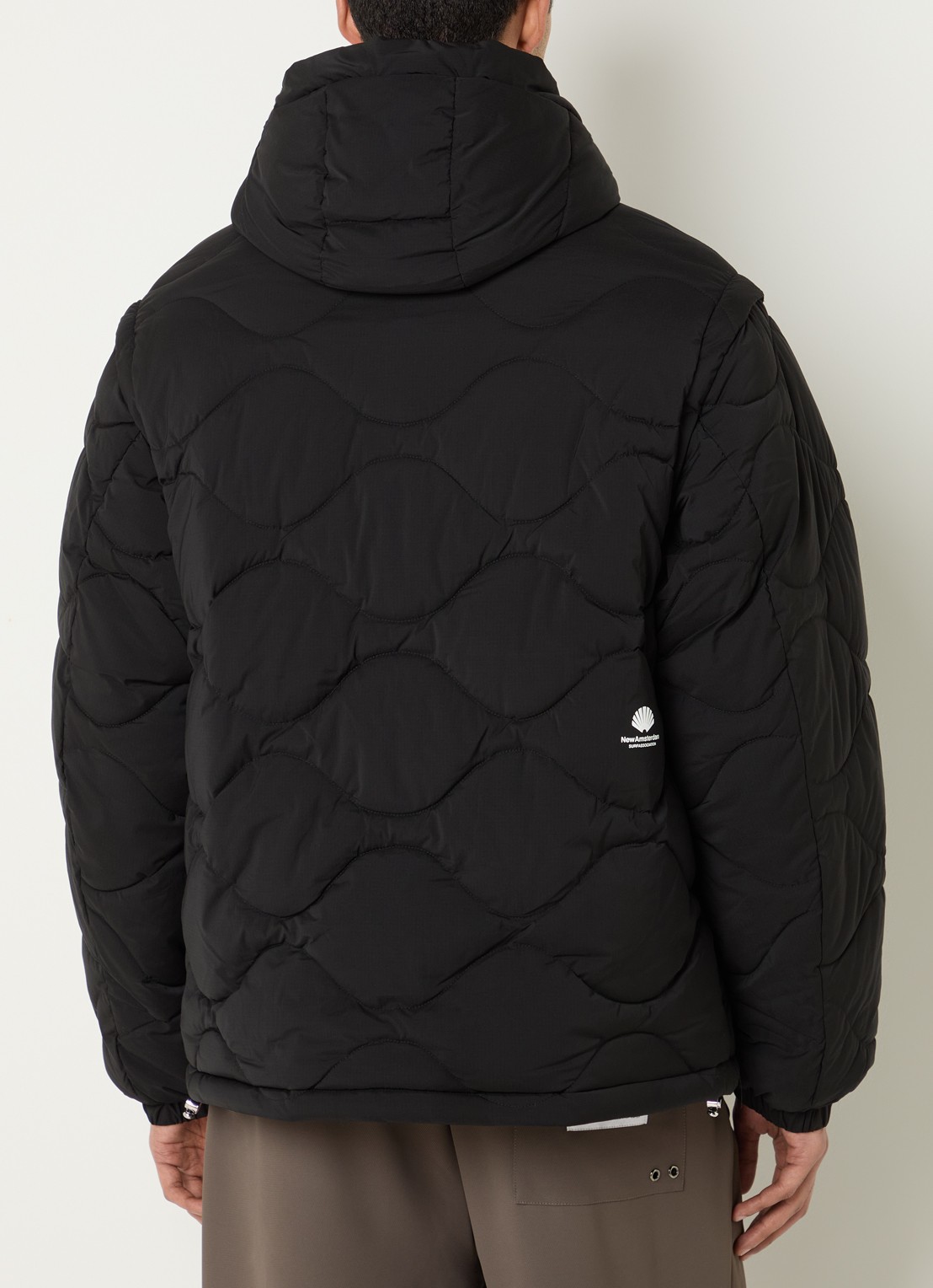 New Amsterdam Surf Association Puffer jack met quilt patroon en logoborduring - achterkant 5 zwart