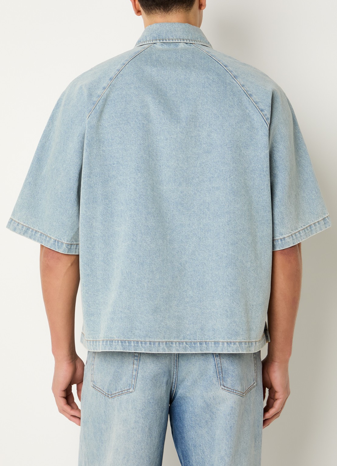 New Amsterdam Surf Association Regular fit overhemd van denim met logo - achterkant blauwgrijs