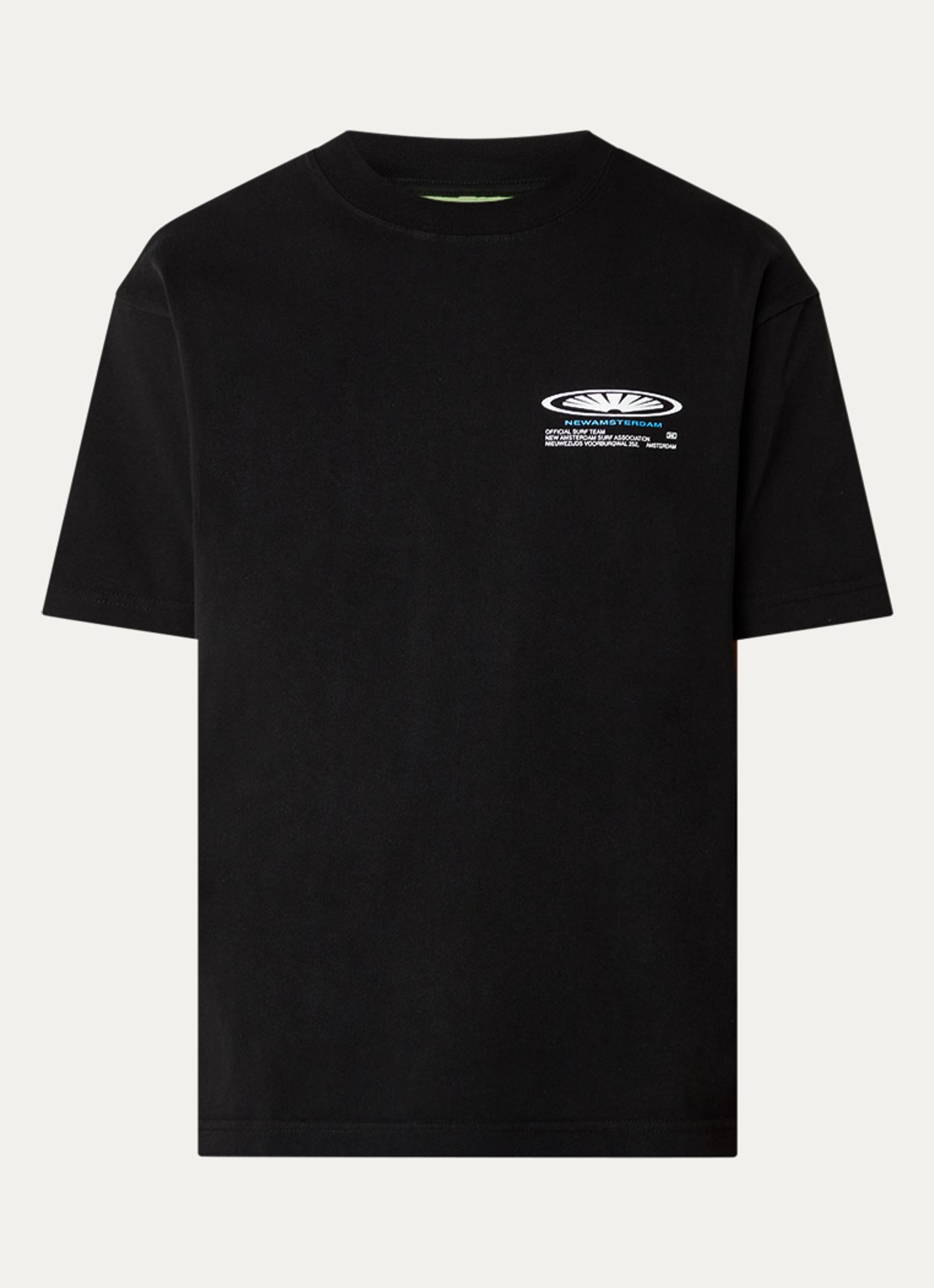 New Amsterdam Surf Association Shaper T-shirt met logo- en backprint - voorkant 2 zwart