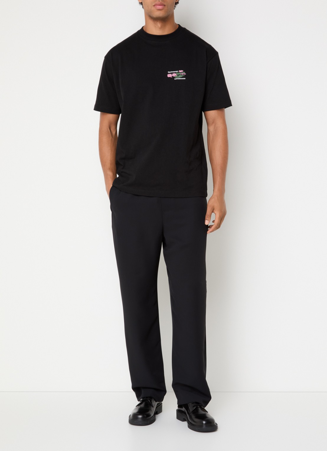 New Amsterdam Surf Association Straight fit chino met steekzakken - voorkant 5 zwart