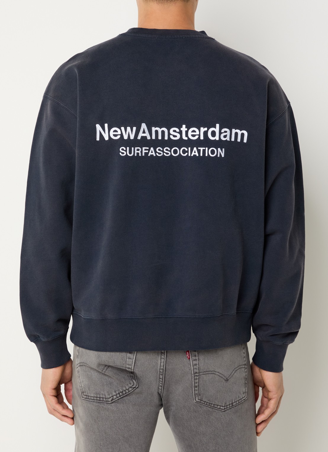 New Amsterdam Surf Association Sweater met logo- en backprint - detail 4 donkerblauw