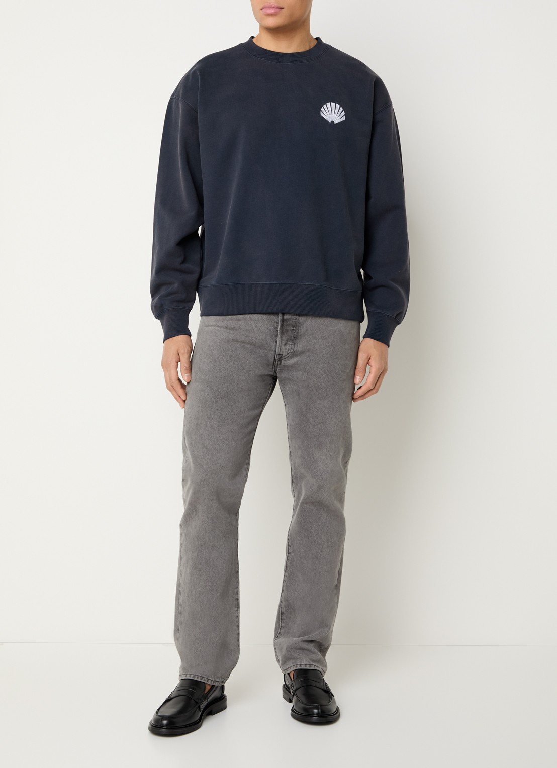 New Amsterdam Surf Association Sweater met logo- en backprint - voorkant 3 donkerblauw