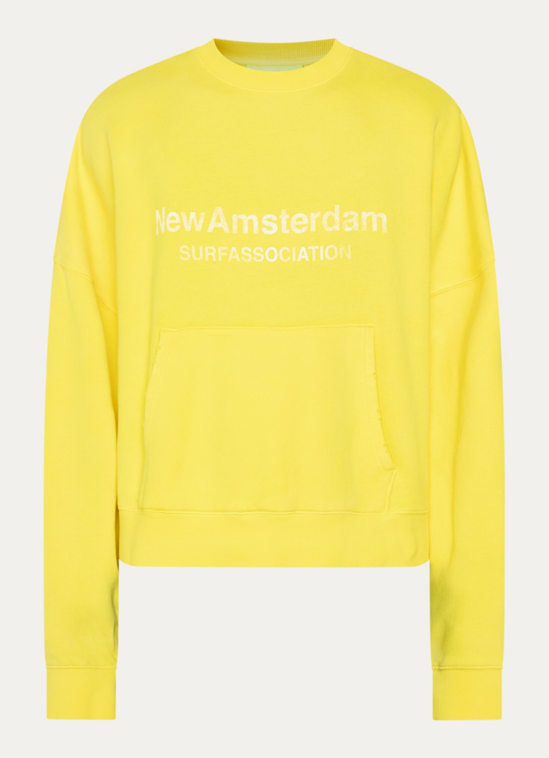 New Amsterdam Surf Association Sweater met logoprint - voorkant 2 lichtgeel