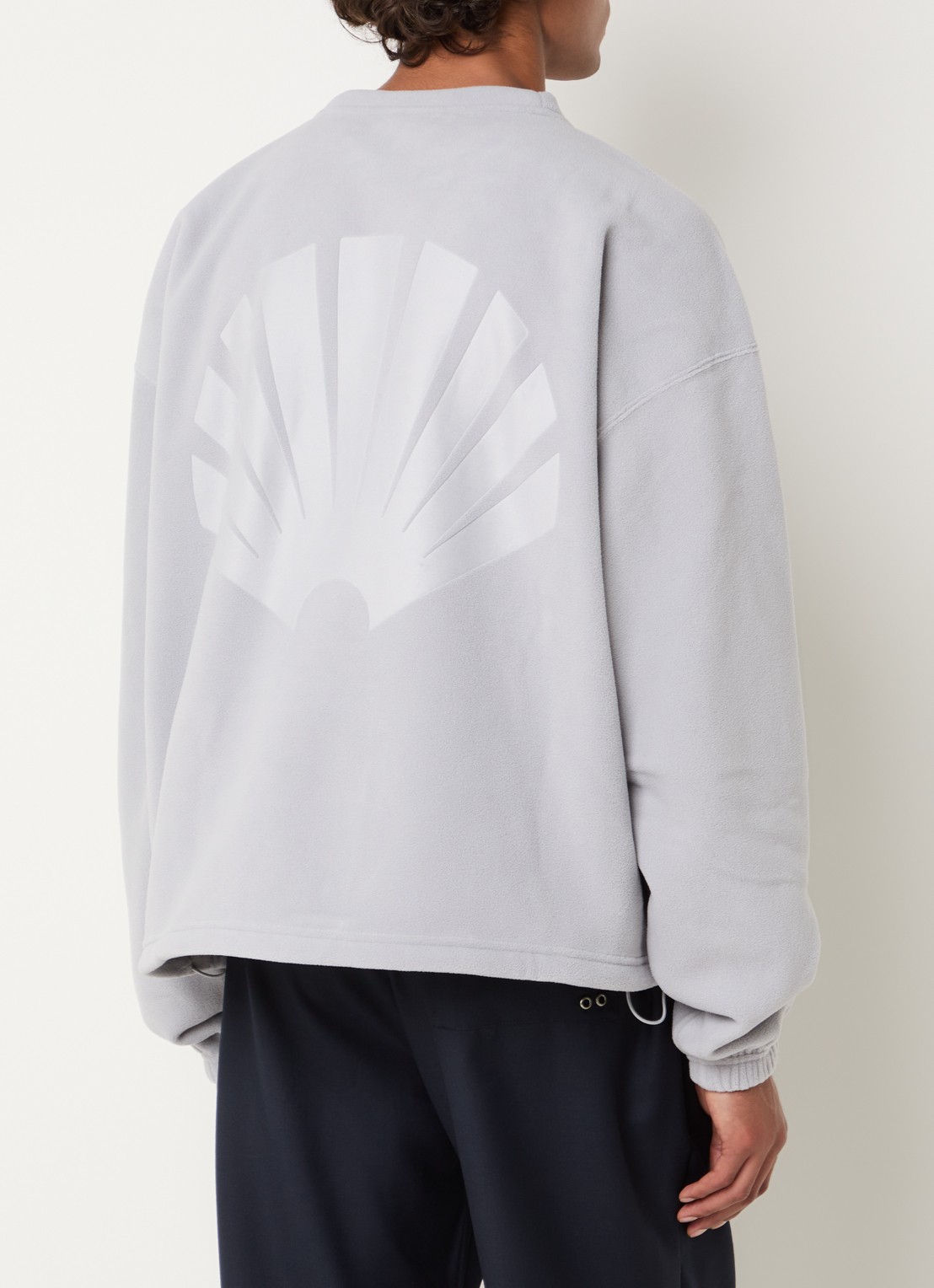 New Amsterdam Surf Association Sweater van fleece met backprint - achterkant 2 lichtgrijs