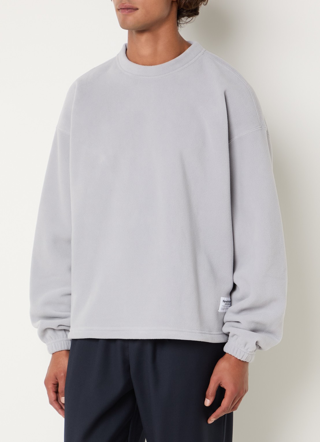 New Amsterdam Surf Association Sweater van fleece met backprint - detail lichtgrijs