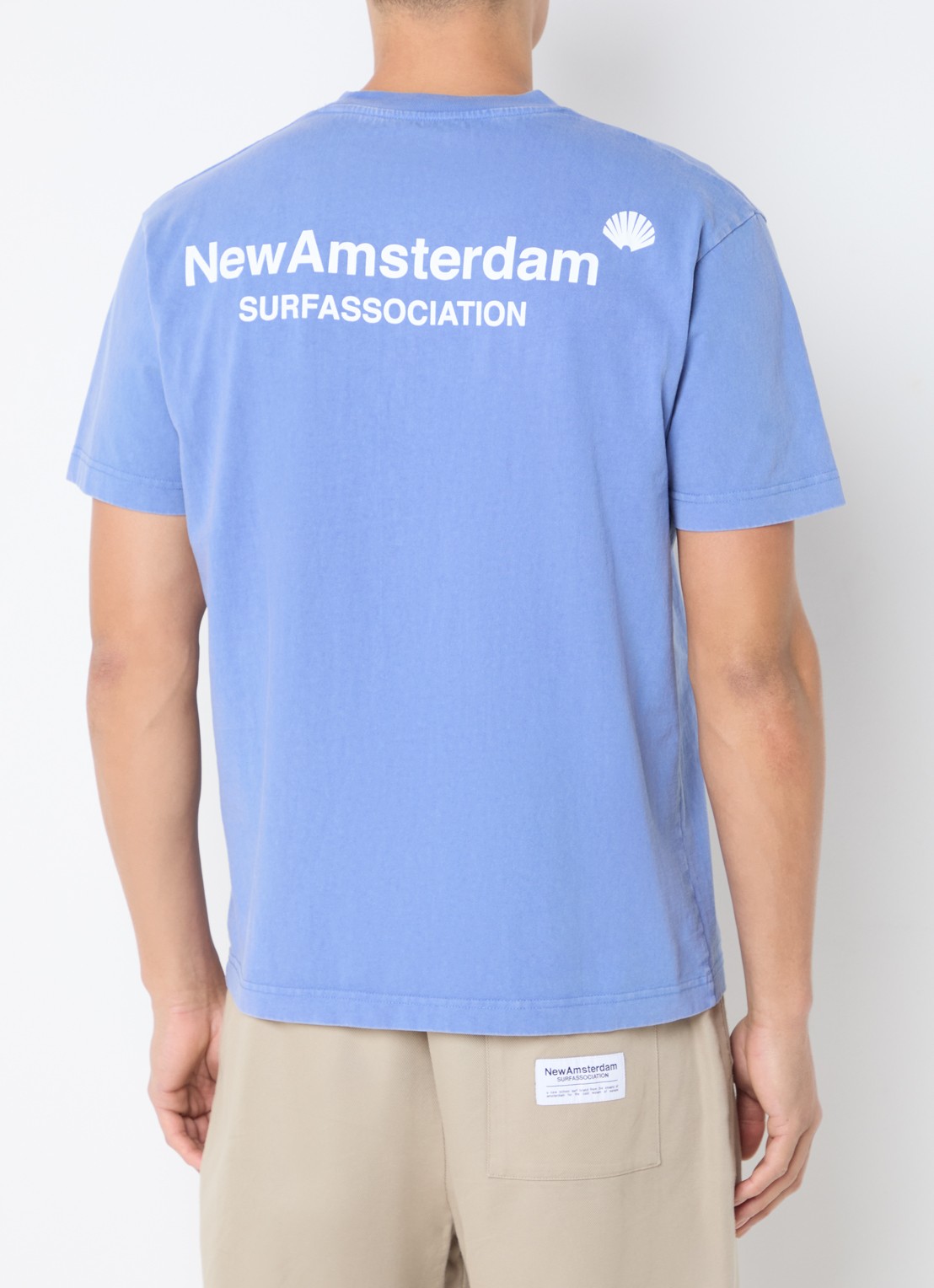New Amsterdam Surf Association T-shirt met logo- en backprint - detail 4 blauw