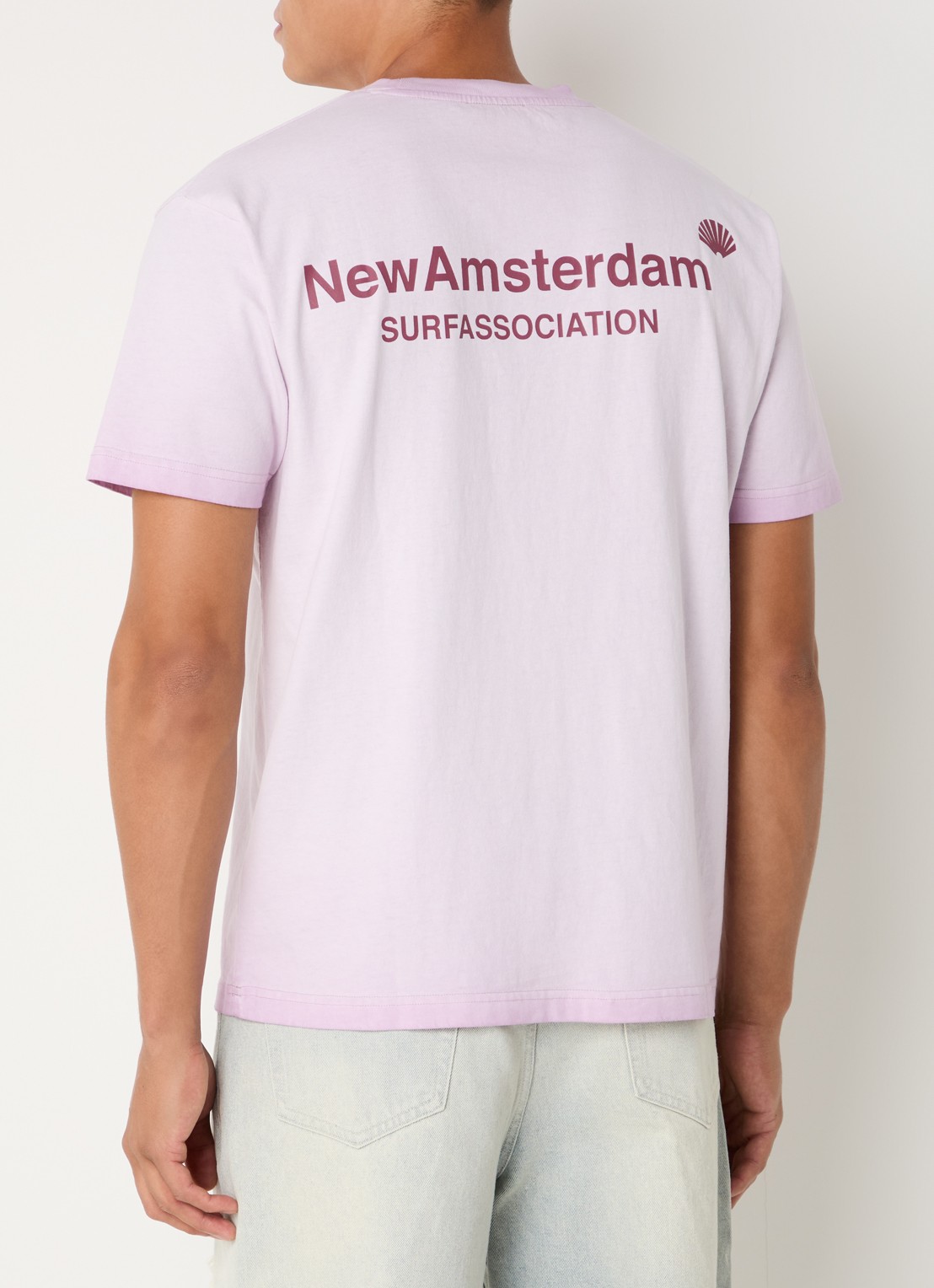 New Amsterdam Surf Association T-shirt met logo- en backprint - detail 2 lichtpaars