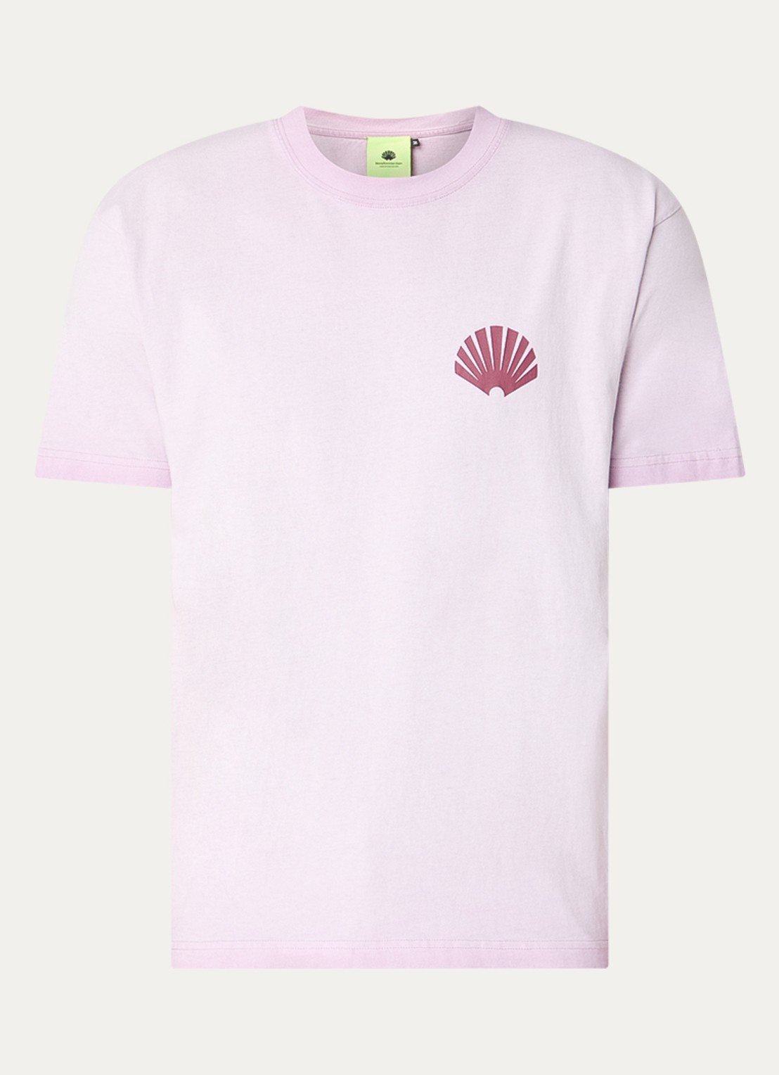 New Amsterdam Surf Association T-shirt met logo- en backprint - voorkant 3 lichtpaars