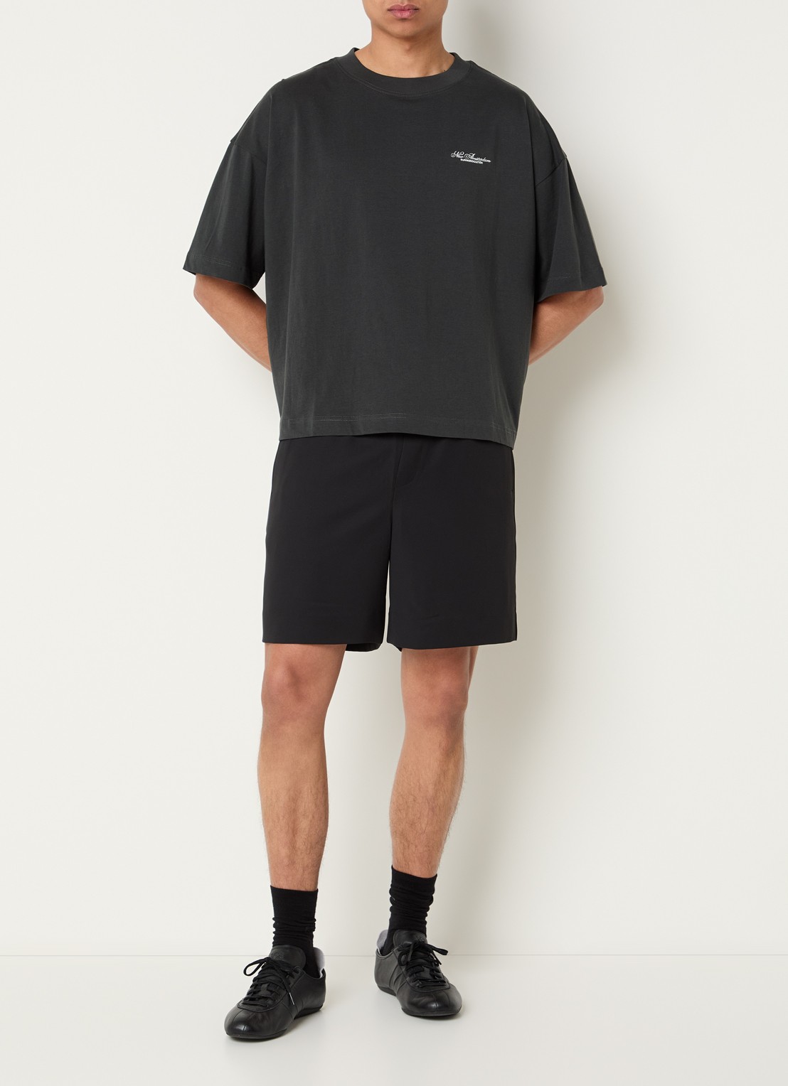 New Amsterdam Surf Association T-shirt met logo- en backprint - voorkant 4 antraciet