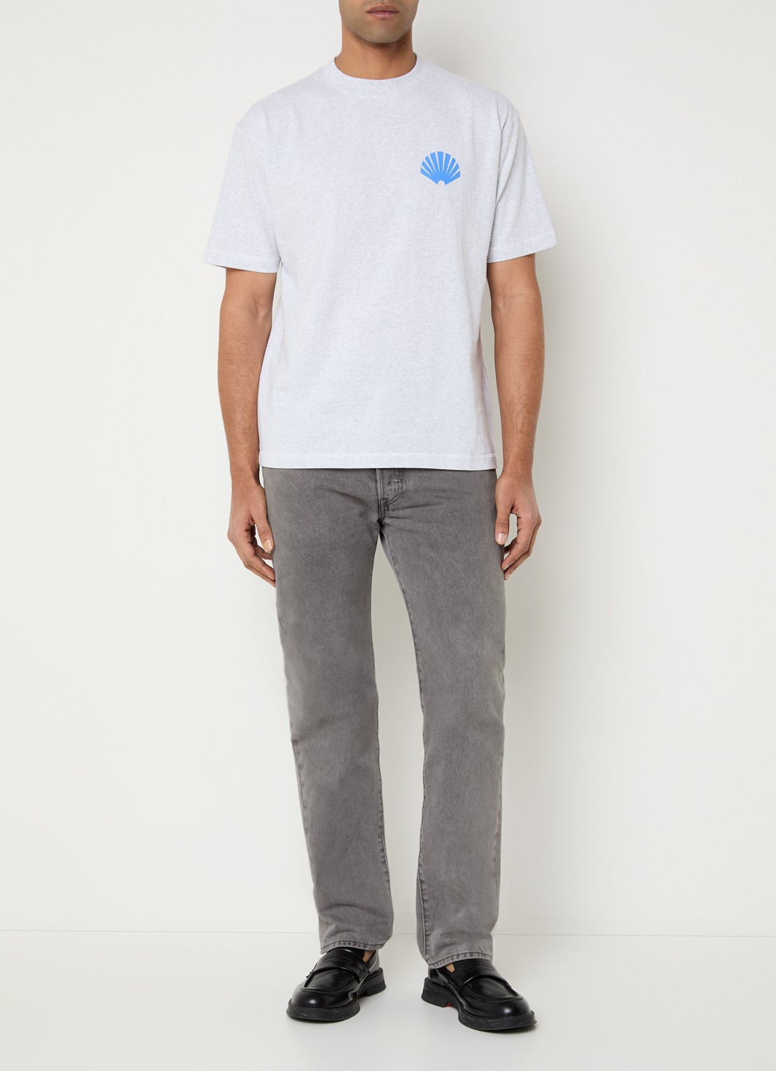 New Amsterdam Surf Association T-shirt met logo- en backprint - voorkant 4 grijsmele