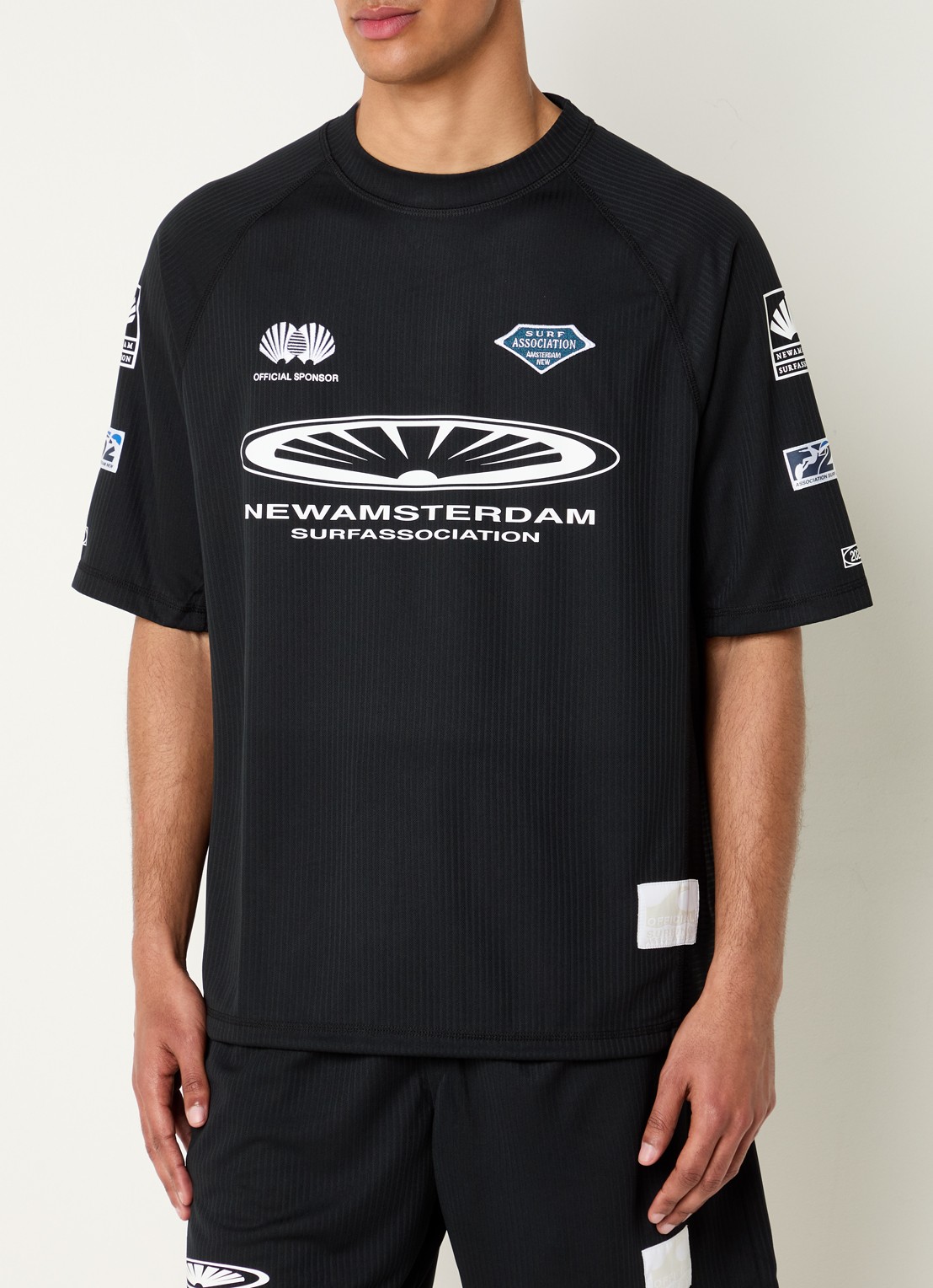 New Amsterdam Surf Association T-shirt met logo- en backprint - achterkant zwart