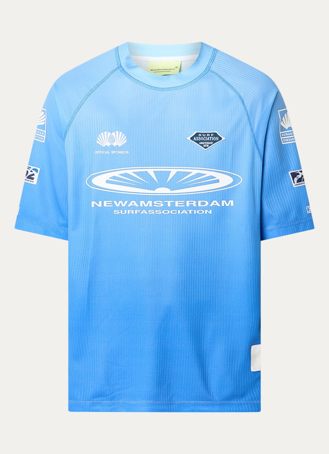 New Amsterdam Surf Association T-shirt met logo- en backprint - voorkant 2 blauw