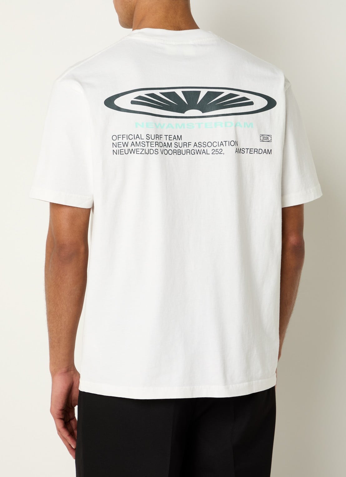 New Amsterdam Surf Association T-shirt met logo- en backprint - detail 2 wit