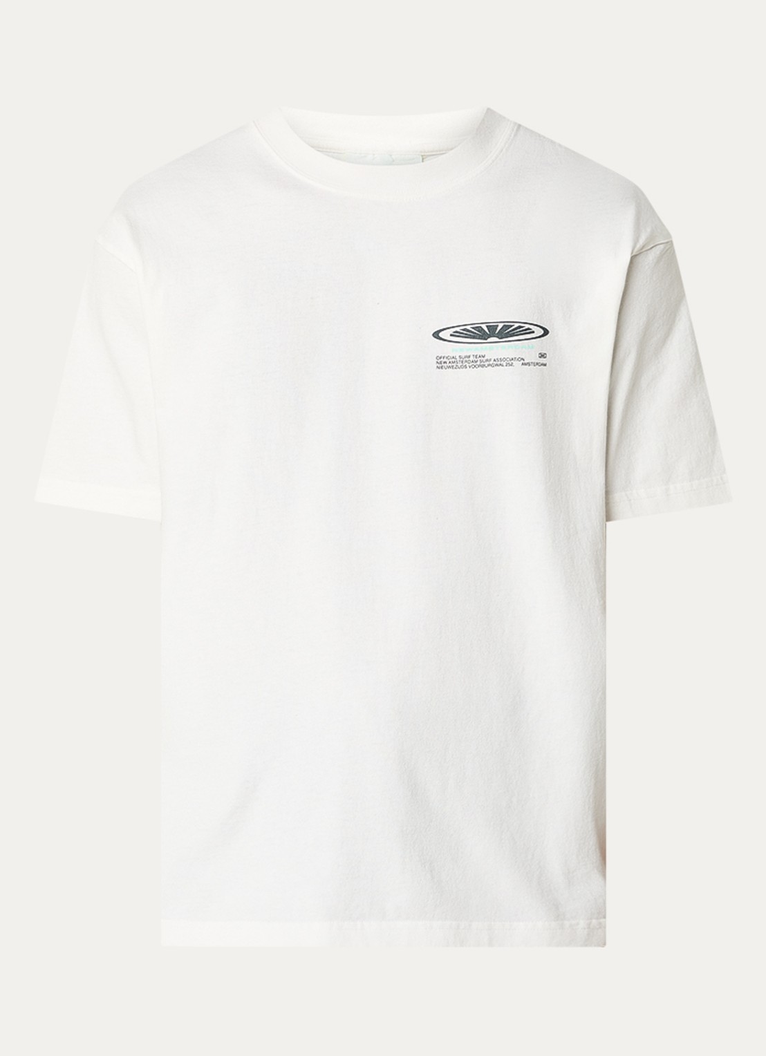 New Amsterdam Surf Association T-shirt met logo- en backprint - voorkant 3 wit