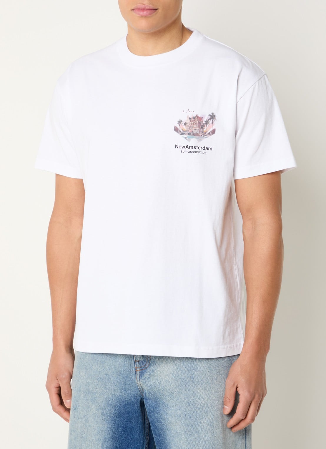 New Amsterdam Surf Association Tropical T-shirt met logo- en backprint - achterkant 4 wit