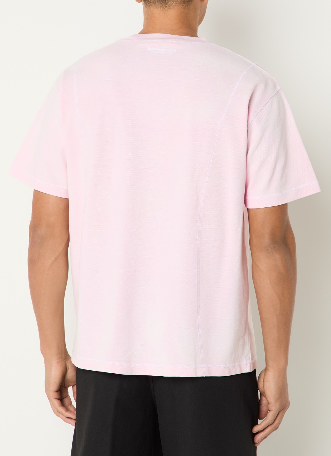 New Amsterdam Surf Association Wet-Suit T-shirt van piqué katoen - achterkant lichtroze