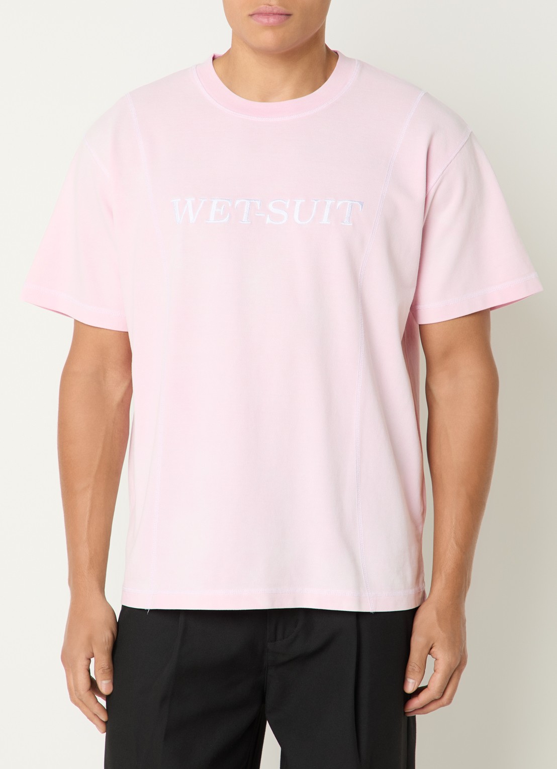 New Amsterdam Surf Association Wet-Suit T-shirt van piqué katoen - detail 2 lichtroze