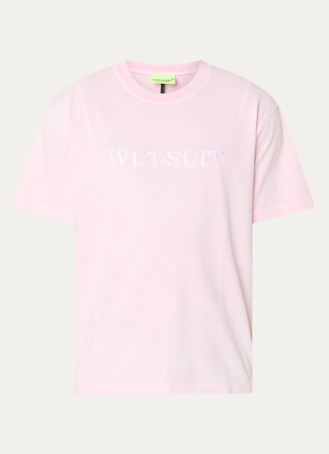 New Amsterdam Surf Association Wet-Suit T-shirt van piqué katoen - voorkant 3 lichtroze