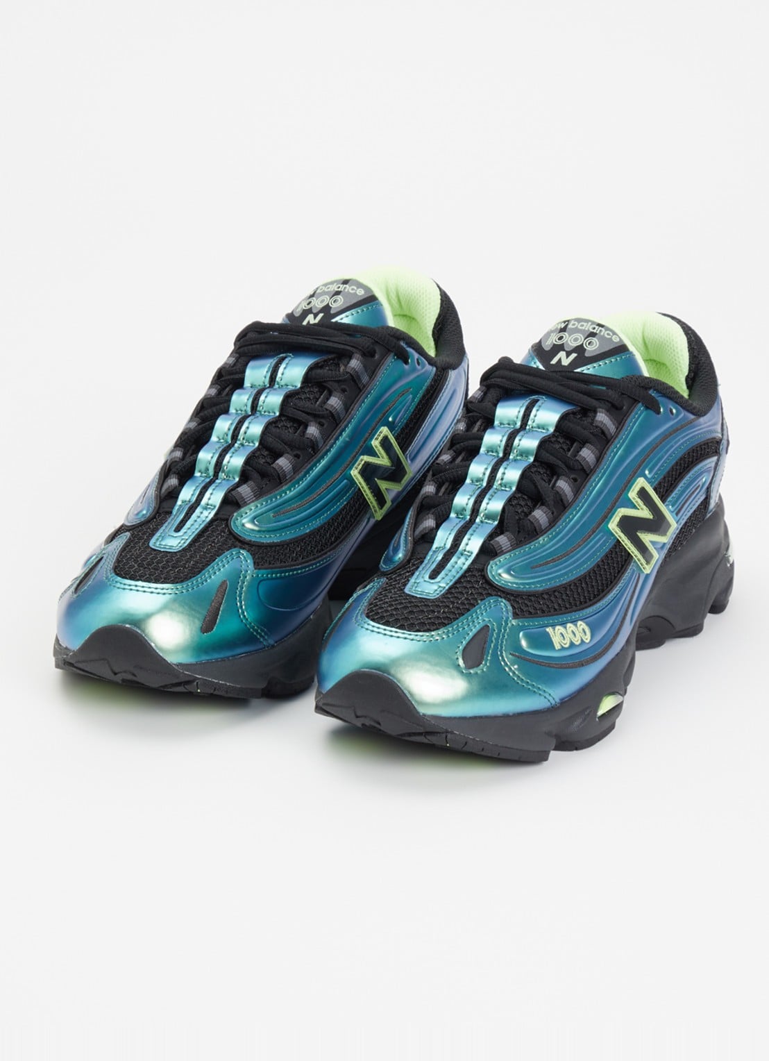 New Balance 1000 sneaker van mesh met metallic details - detail zeegroen