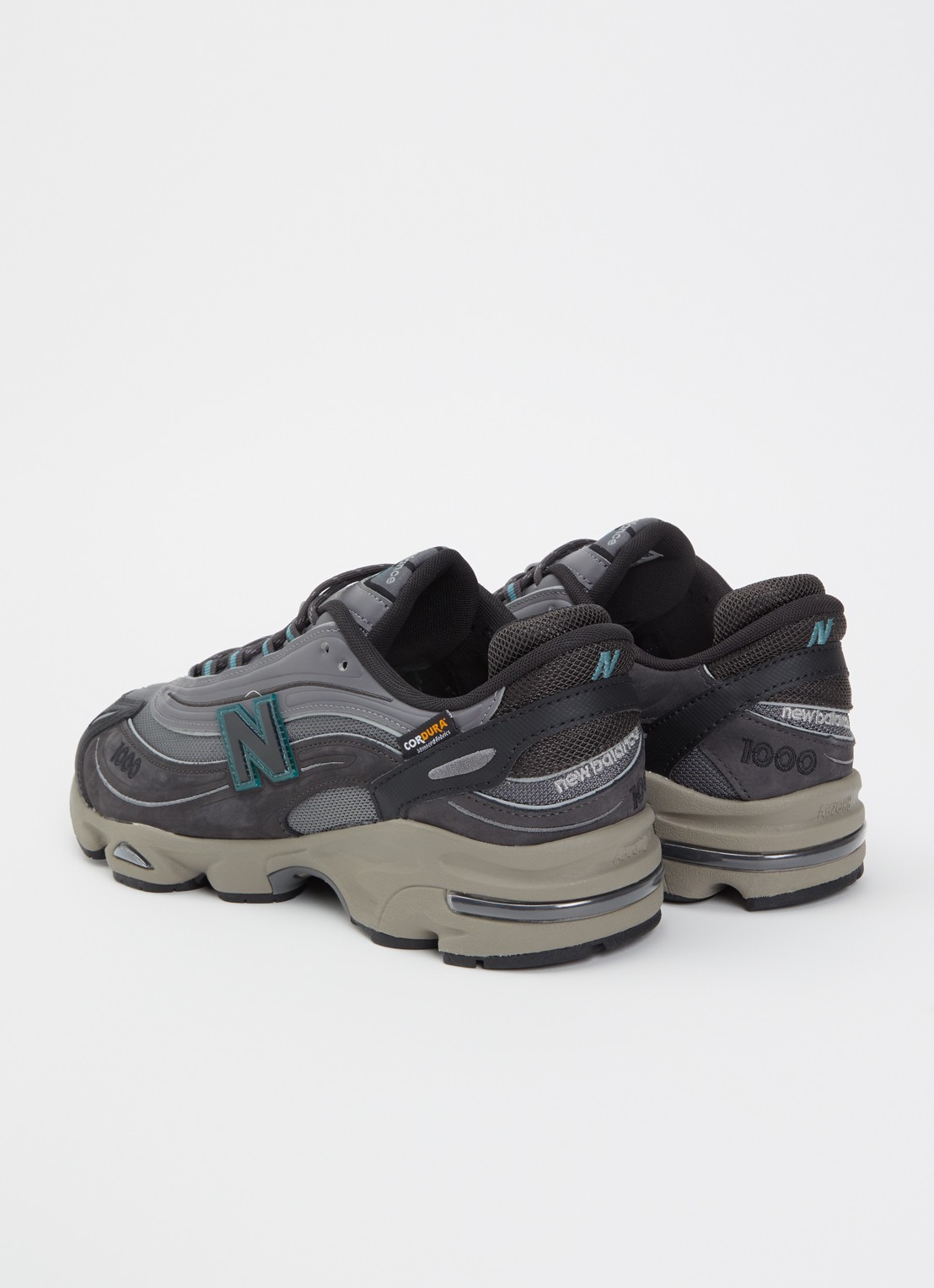 New Balance 1000 sneaker van mesh met suède details - achterkant 3 antraciet