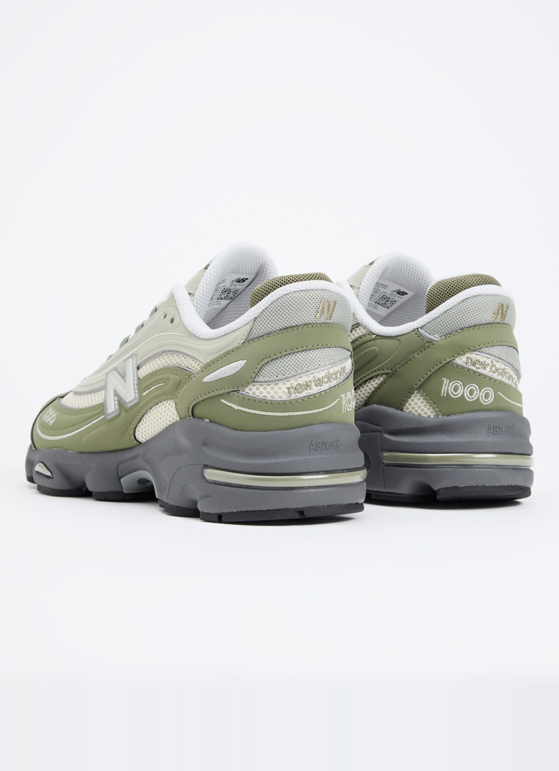New Balance 1000 sneakers met suède details en logo - achterkant 6 olijfgroen