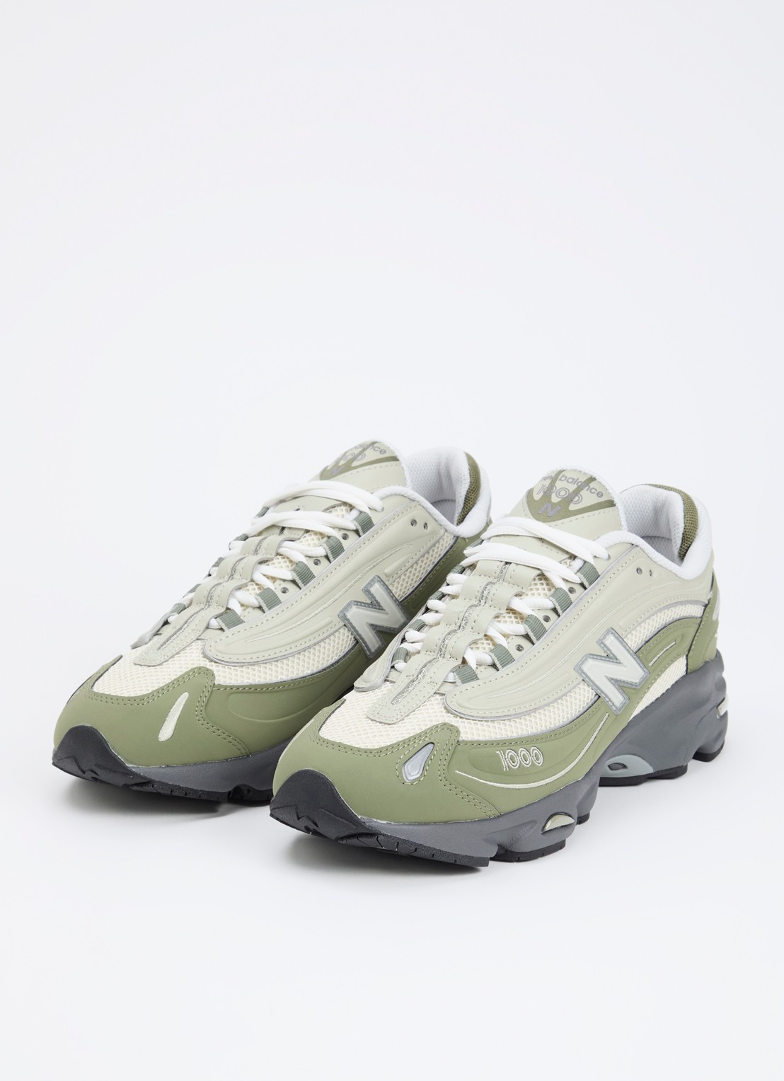 New Balance 1000 sneakers met suède details en logo - detail 3 olijfgroen