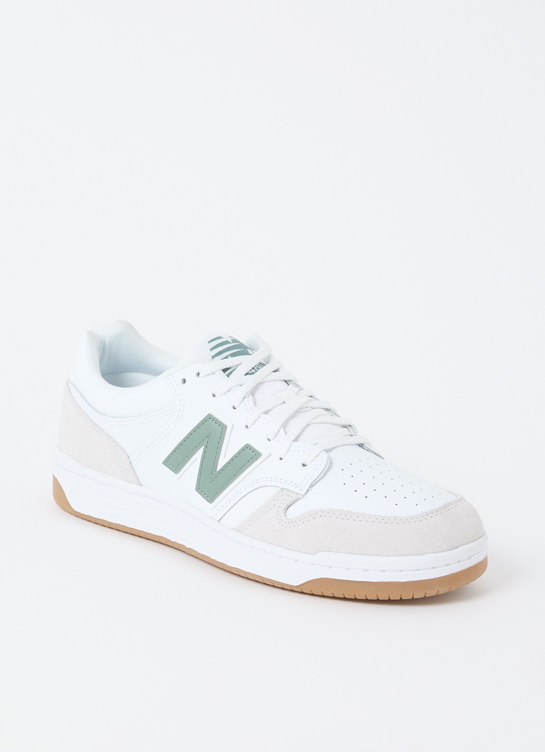 New Balance 480 sneaker van leer met suède details - voorkant 5 wit