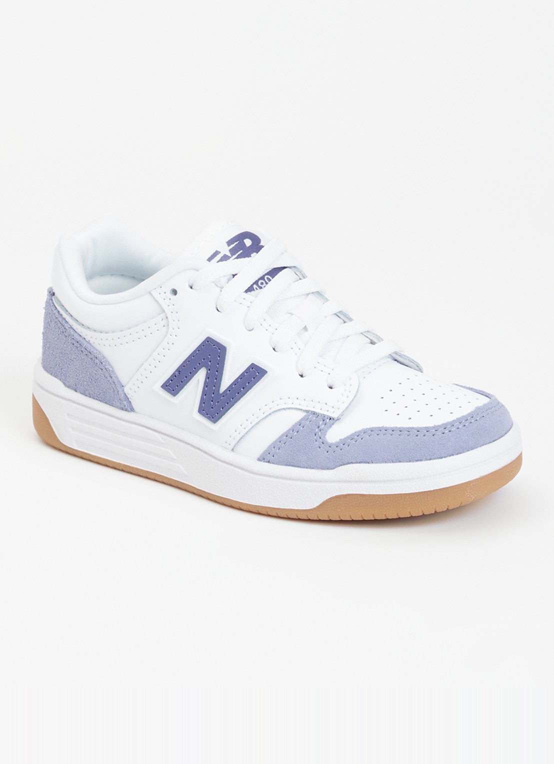 New Balance 480 sneaker van leer met suède details - voorkant wit