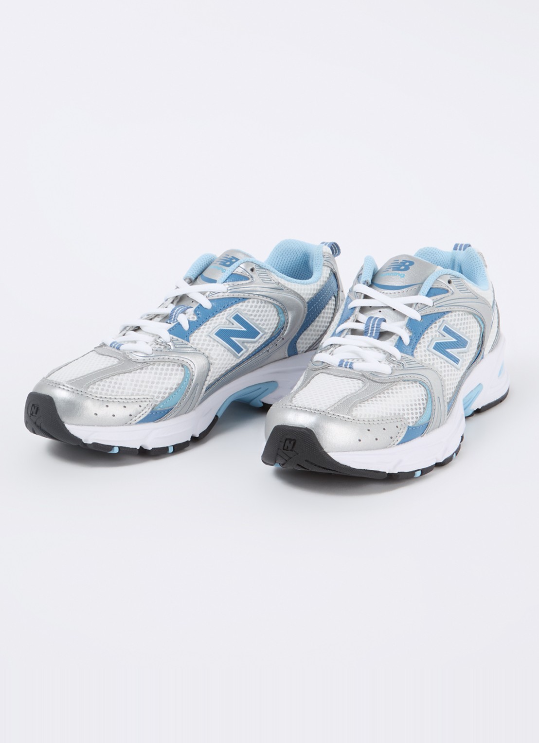 New Balance 530 sneaker van mesh met leren details - detail 3 lichtblauw