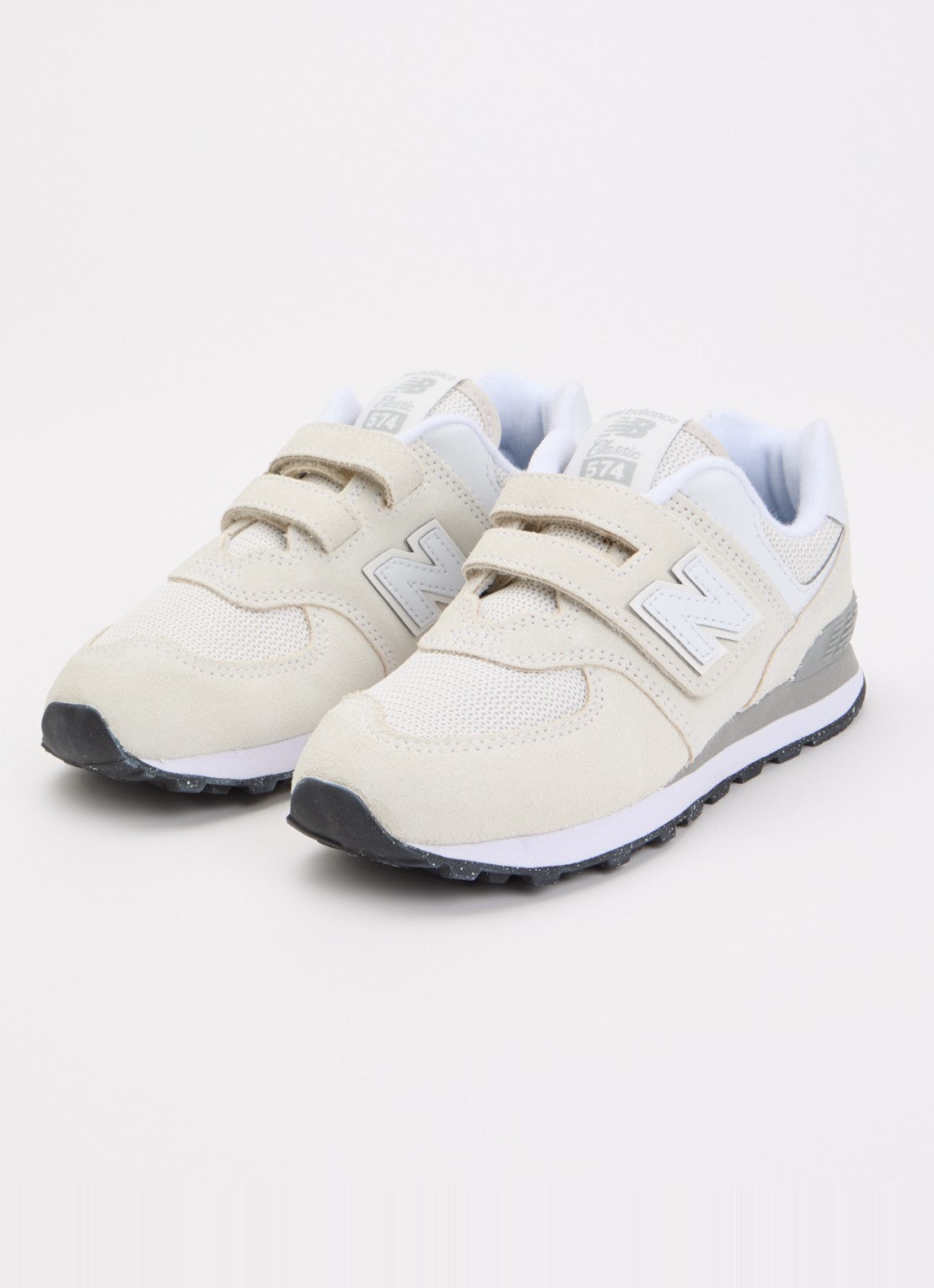 New Balance 574 sneaker met suède details - voorkant 3 gebroken wit