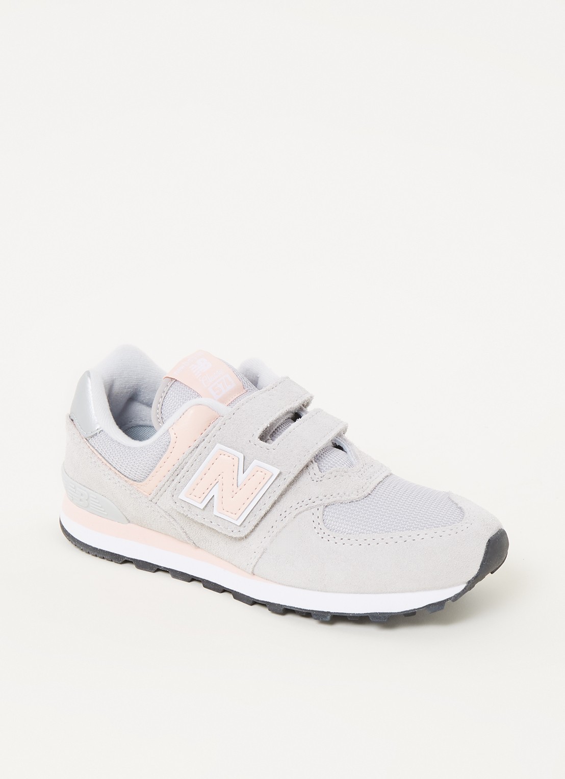 New Balance 574 sneaker met suède details - voorkant 3 lichtgrijs