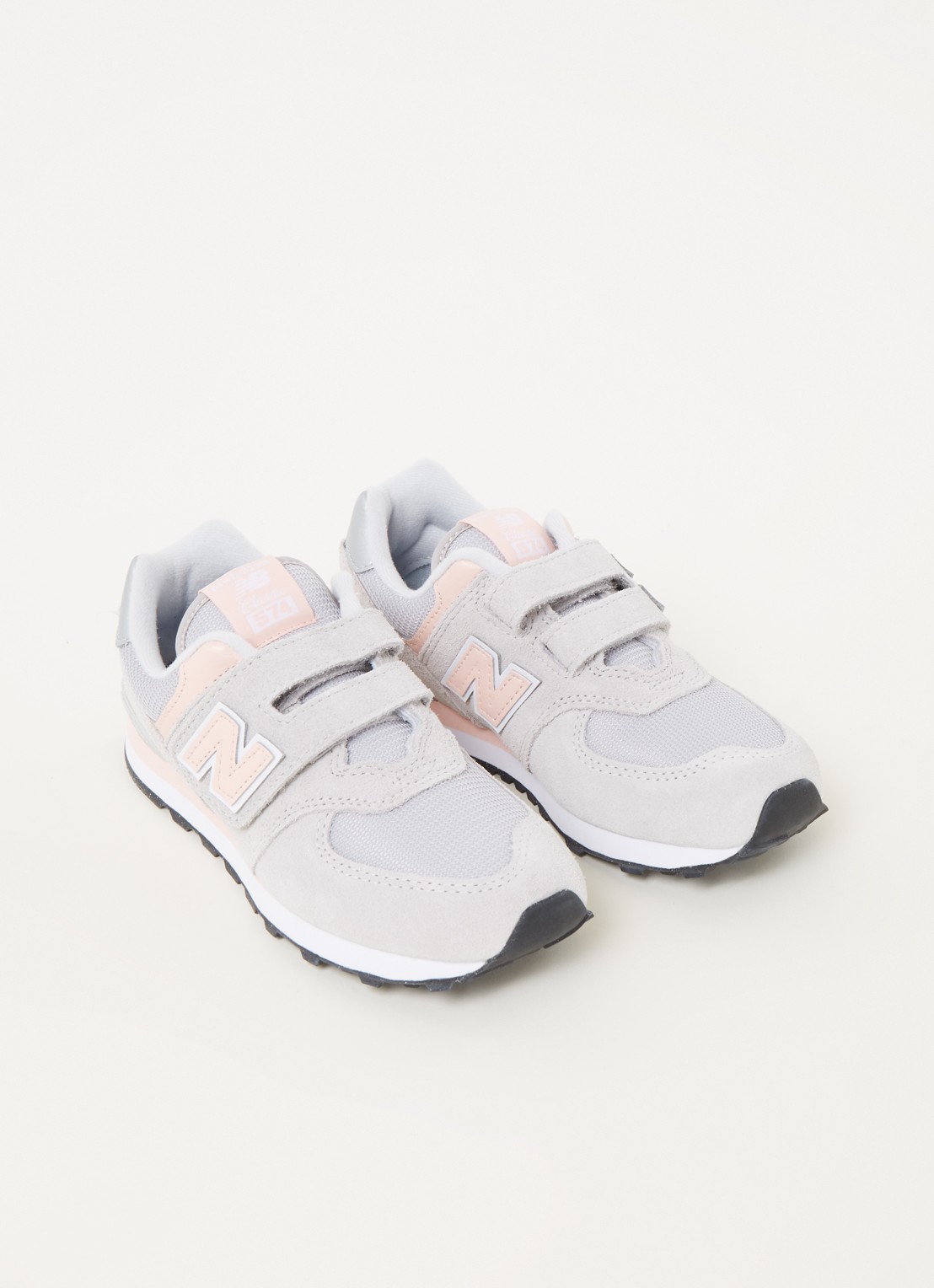 New Balance 574 sneaker met suède details - voorkant 4 lichtgrijs