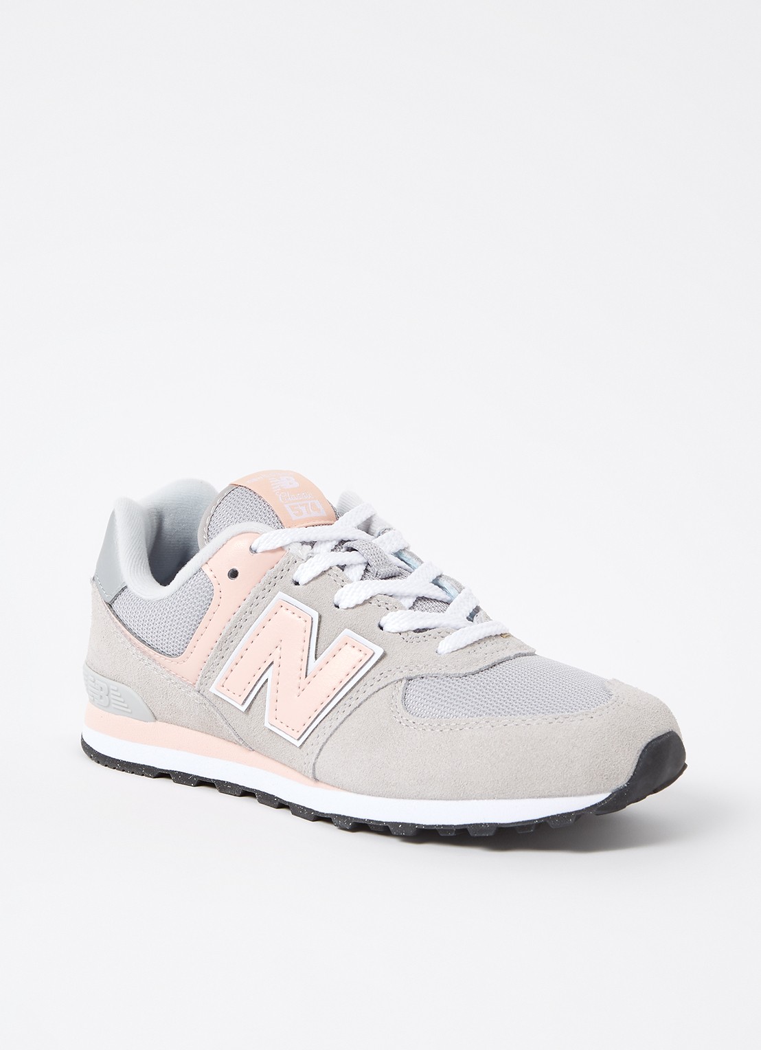 New Balance 574 sneaker met suède details - voorkant lichtgrijs