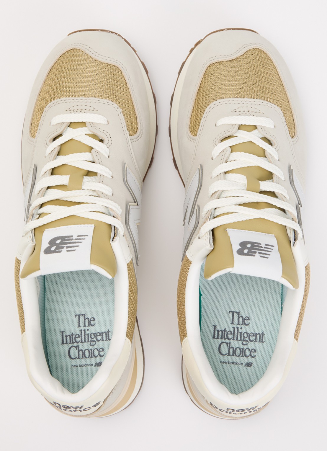 New Balance 574 sneaker van leer met logo - detail 4 beige