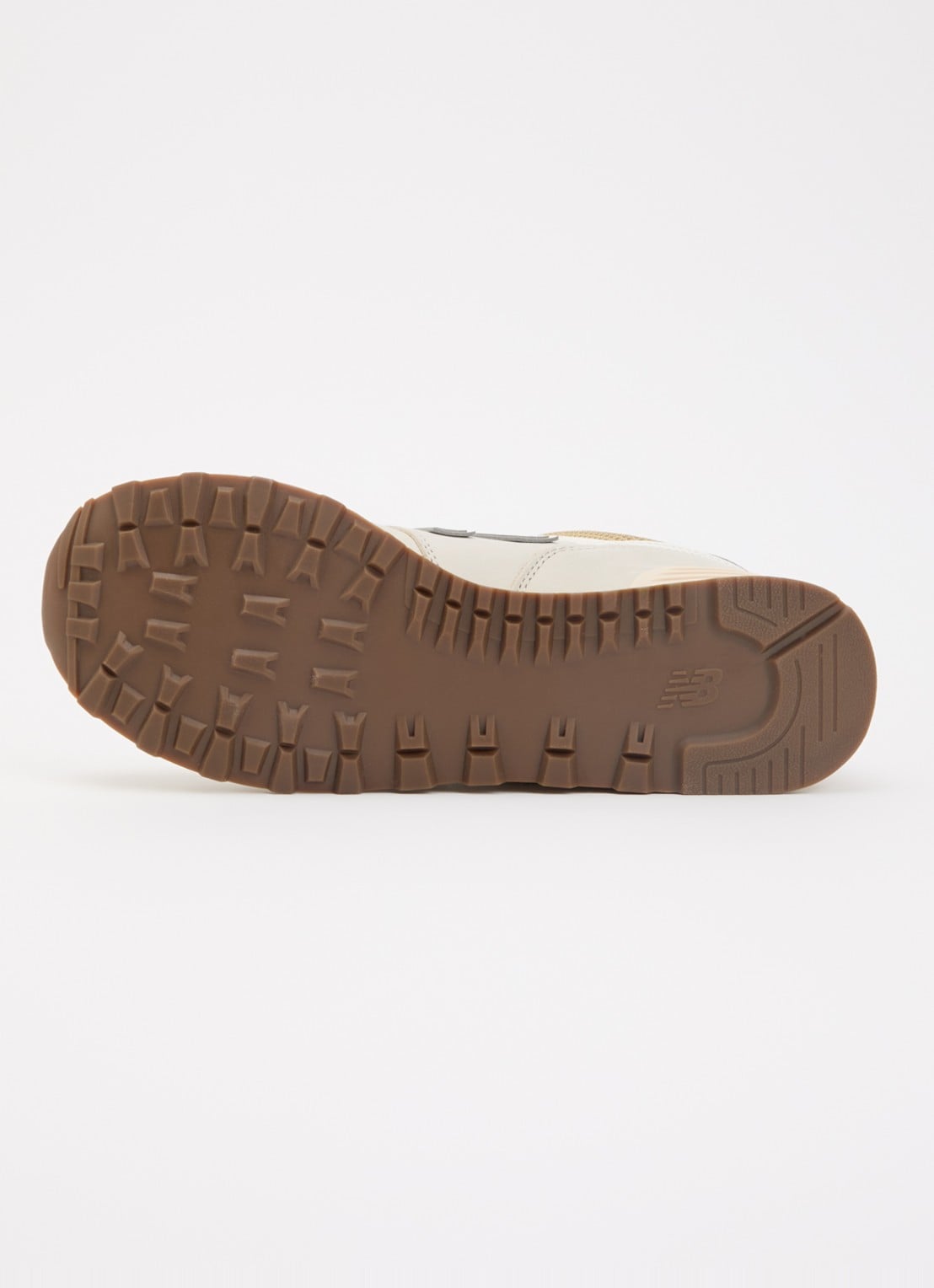 New Balance 574 sneaker van leer met logo - detail 5 beige