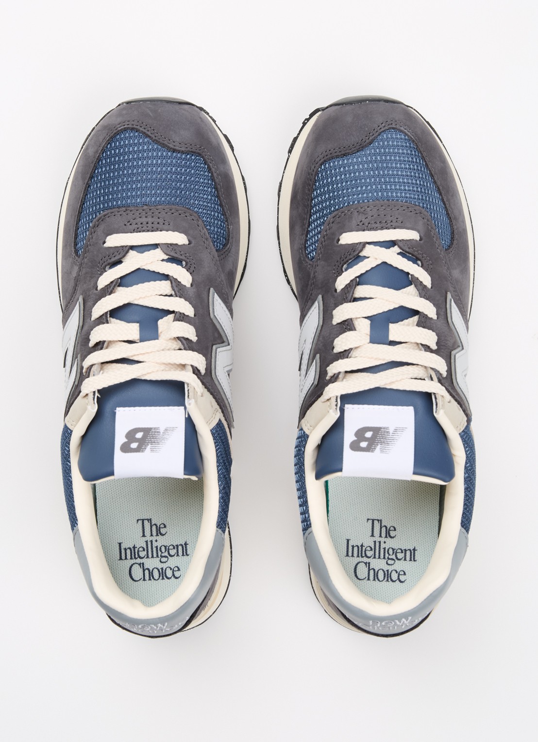 New Balance 574 sneaker van met suède en mesh details - detail 5 indigo